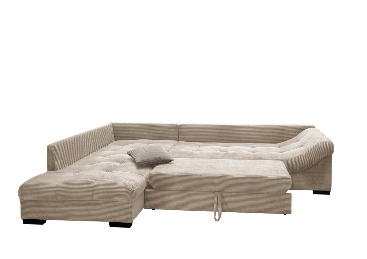 Sedežna Garnitura Alvito, Bež, Žamet, Ležišče - siva/črna, Design, tekstil/les (202/298cm) - MID.YOU