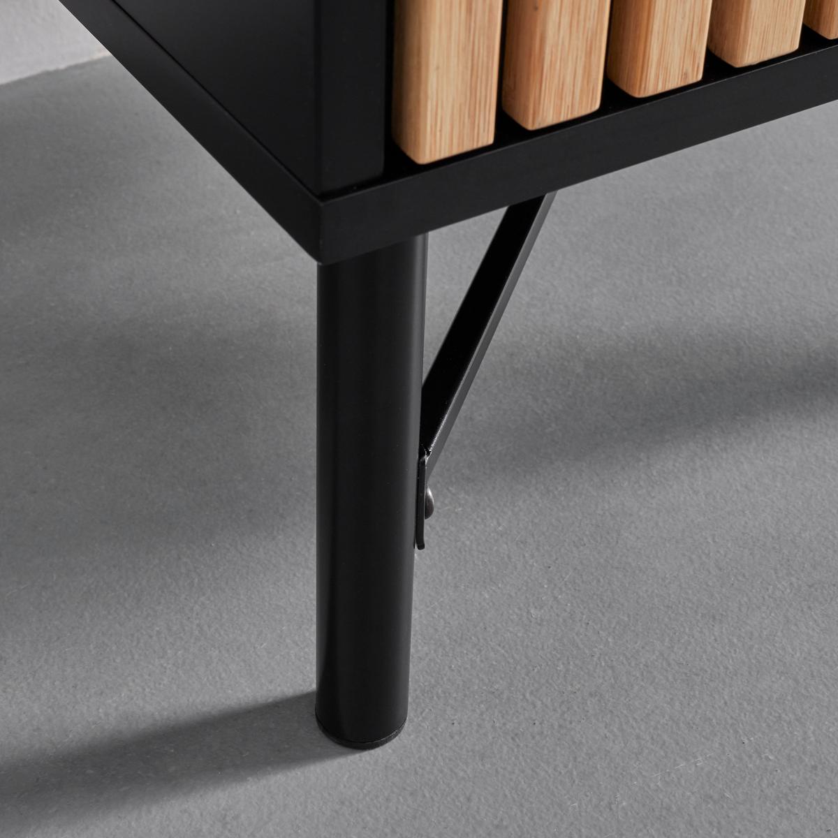 Kommode Madrid Schwarz/Naturfarben massiv - Eichefarben/Schwarz, Modern, Holz/Holzwerkstoff (80/114/40cm) - Mömax