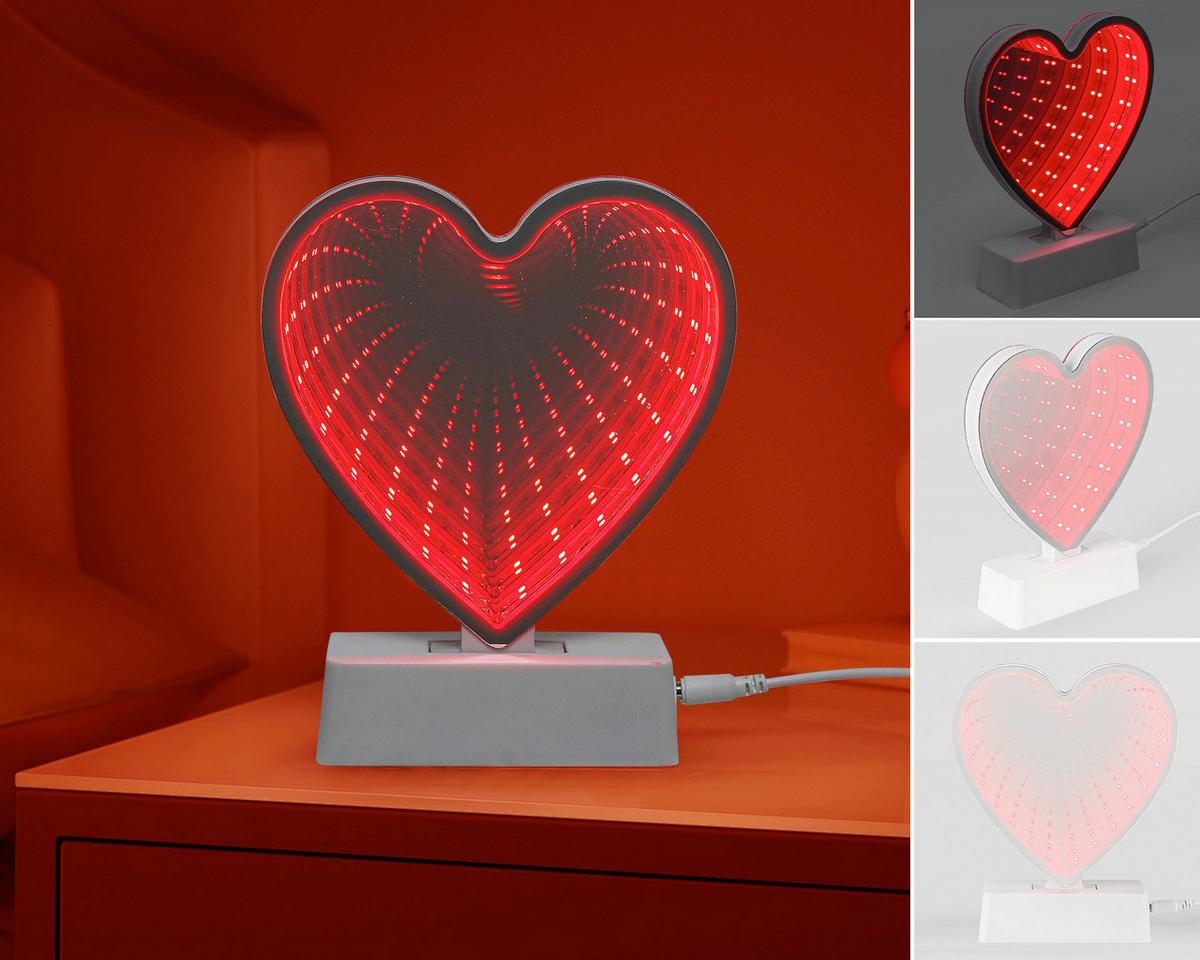 LED-Dekoleuchte Heartim Grau/Weiß max. 1 Watt - Transparent/Weiß, KONVENTIONELL, Kunststoff (4,6/14,5/17,9cm) - Mömax