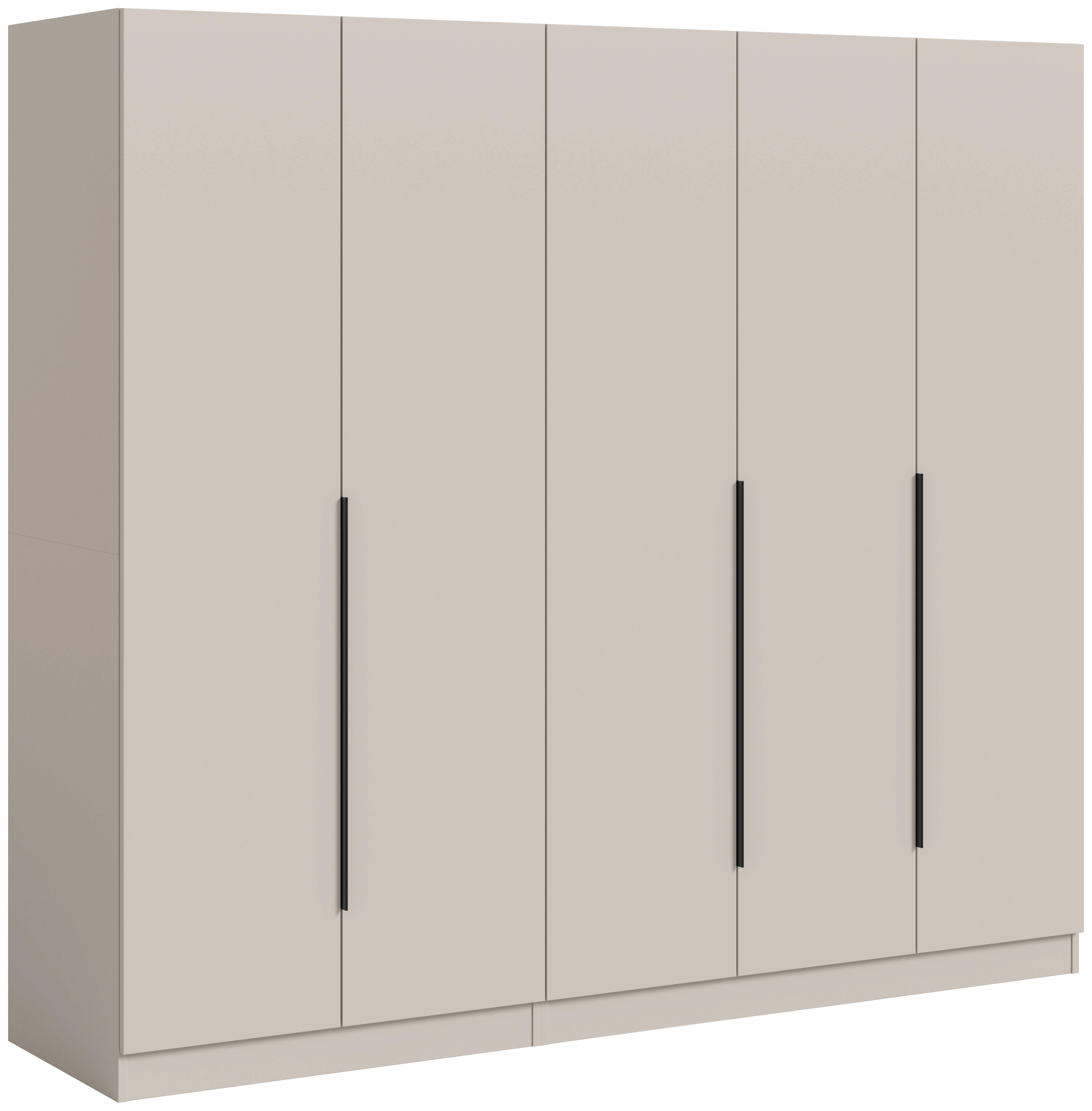 Drehtürenschrank Kopenhagen Kaschmir - Kaschmir/Schwarz, MODERN, Holzwerkstoff/Kunststoff (200/181/52cm) - Livetastic