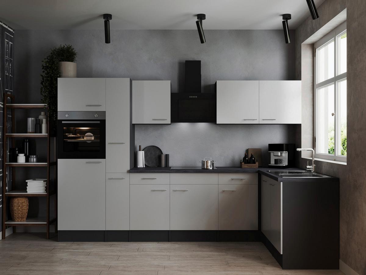 Kotna Kuhinja Z Aparati Oliver, 310x172cm - srebrne barve/siva, Design, kovina/leseni material (310/172cm) - Respekta