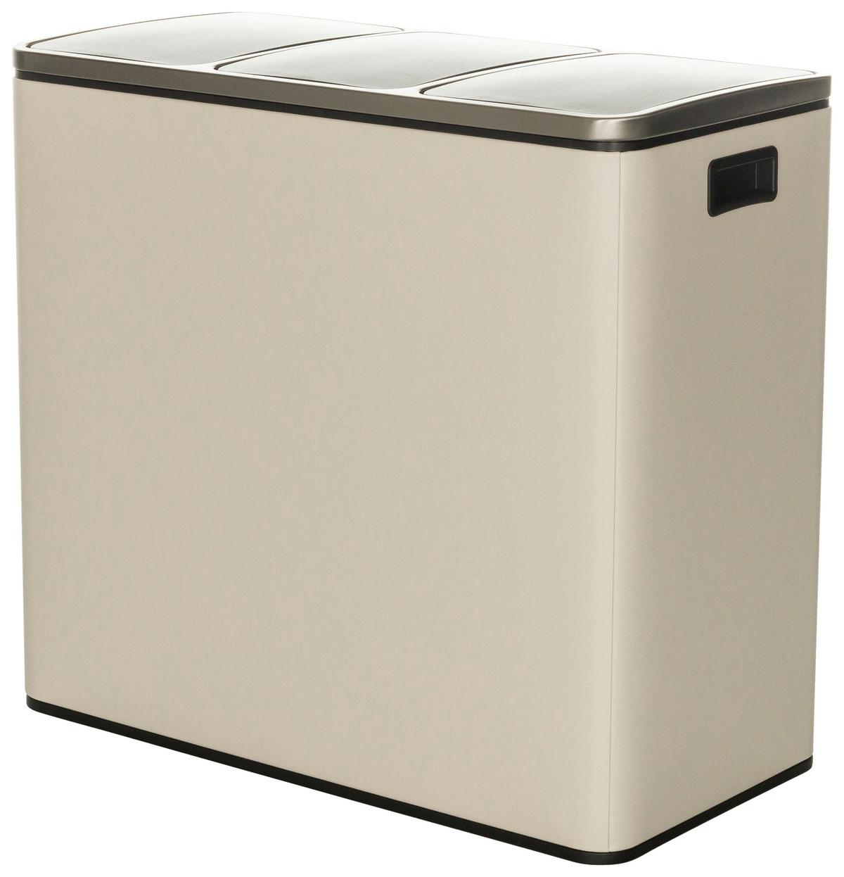 Koš Za Smeti Clean Ix, 3 X 18 L, Bež - črna/bež, Basics, kovina/umetna masa (61/56/31,5cm) - MID.YOU