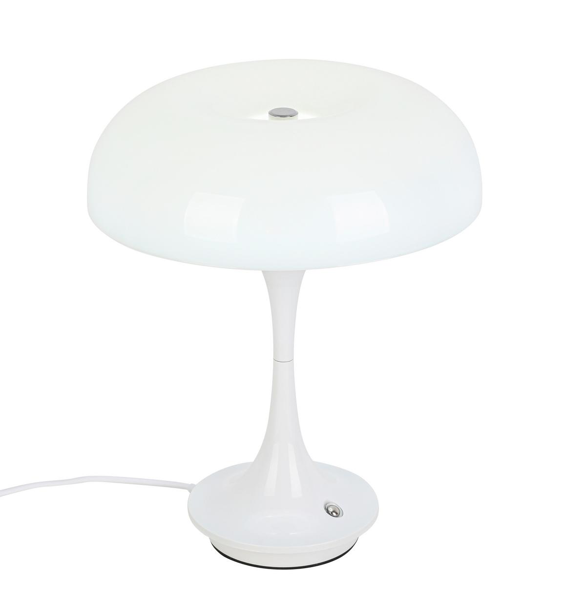 Veioză cu acumulator Retro - alb/culoare crom, Modern, plastic/metal (19,5/24cm) - Mömax