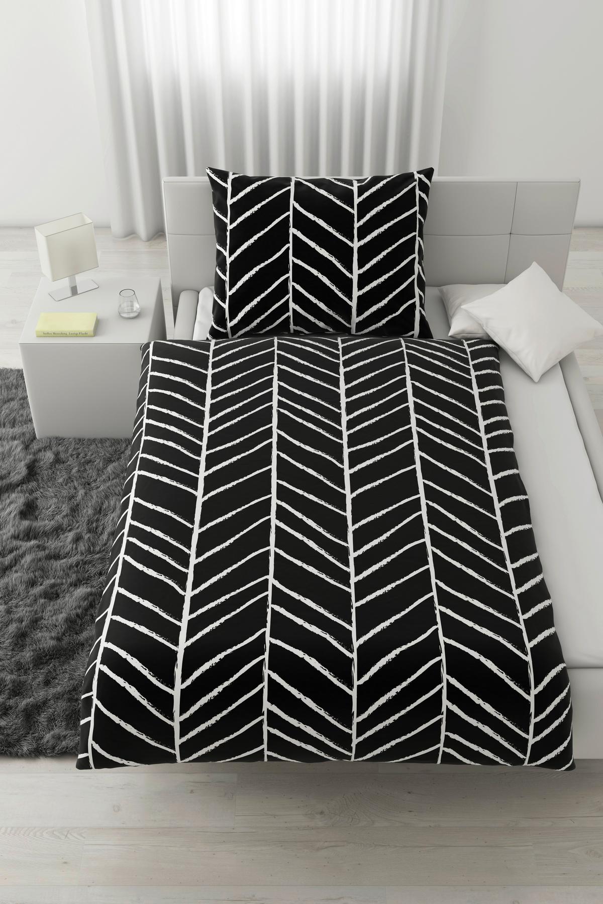 Lenjerie de pat Marble, cca. 140x200/50x70cm - negru, Konventionell, textil (140/200cm) - Modern Living