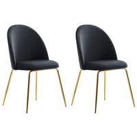 Set Stolov Leon, Črna, 2-Delni - zlate barve/črna, Design, kovina/tekstil (53/86/50cm) - MID.YOU