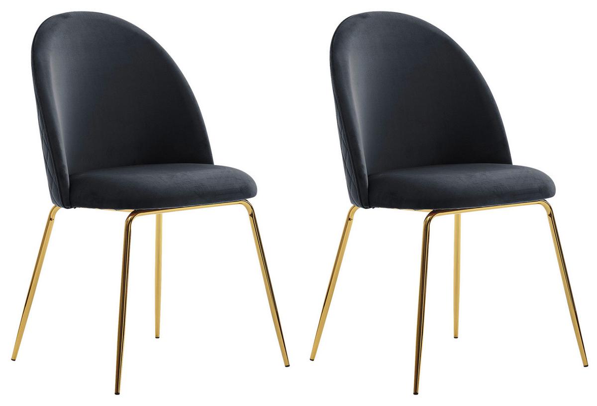 Set Stolov Leon, Črna, 2-Delni - zlate barve/črna, Design, kovina/tekstil (53/86/50cm) - MID.YOU