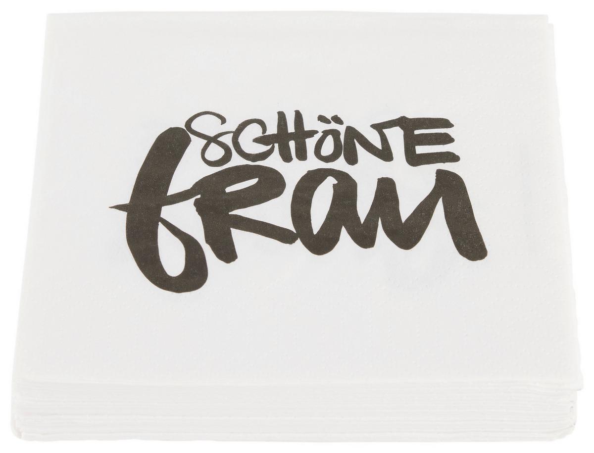 Cocktailserviette Linda in Schwarz ca. 25x25cm - Schwarz/Weiß, KONVENTIONELL, Papier (25cm)