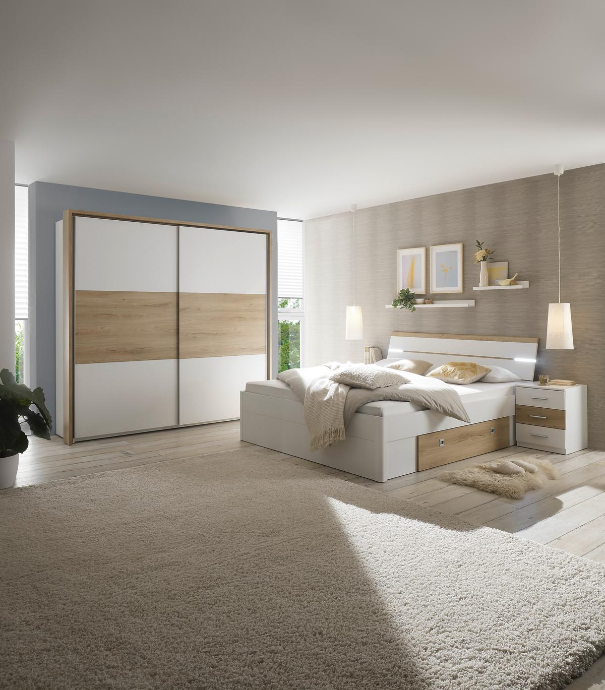 SYPIALNIA KIARA - kolor dębowy/biały, Modern, materiał drewnopochodny - Livetastic