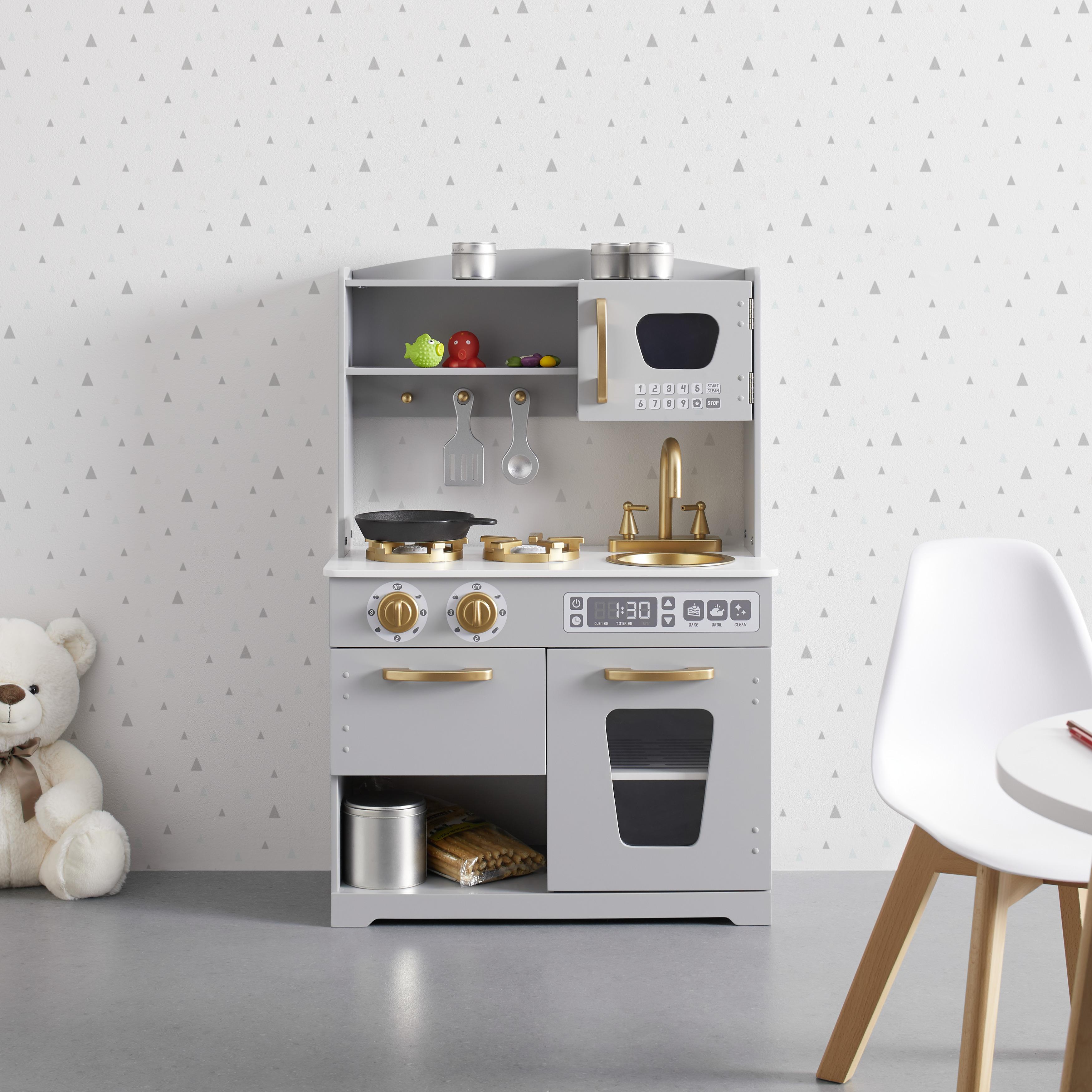 Kinderküche grau, "Bea" - Grau, MODERN, Kunststoff (60/90/31cm) - Bessagi Kids