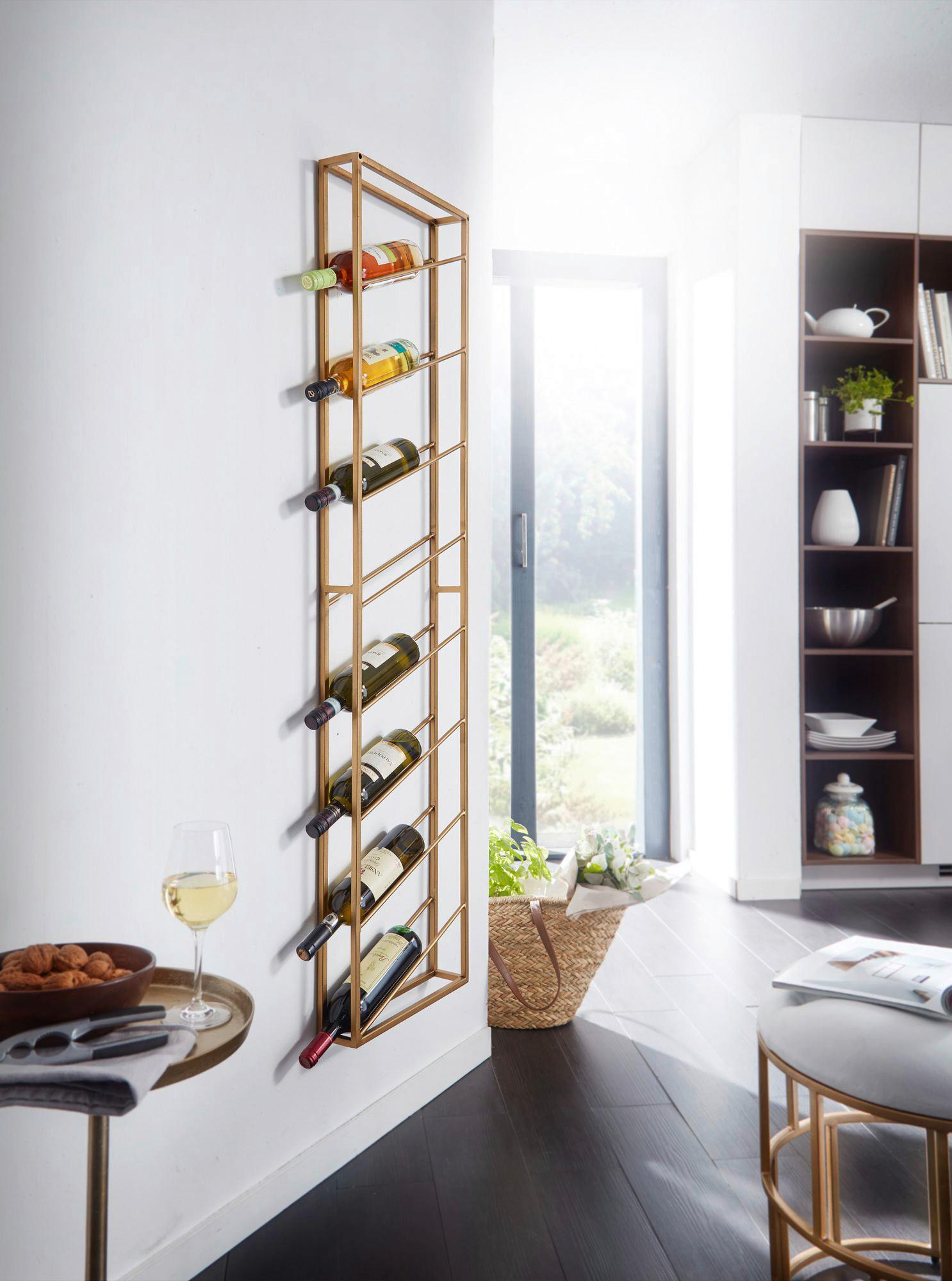 Weinregal WOHNLING Goldfarben ca. 36x150x8cm - Goldfarben, Design, Metall (36/150/8cm) - MID.YOU