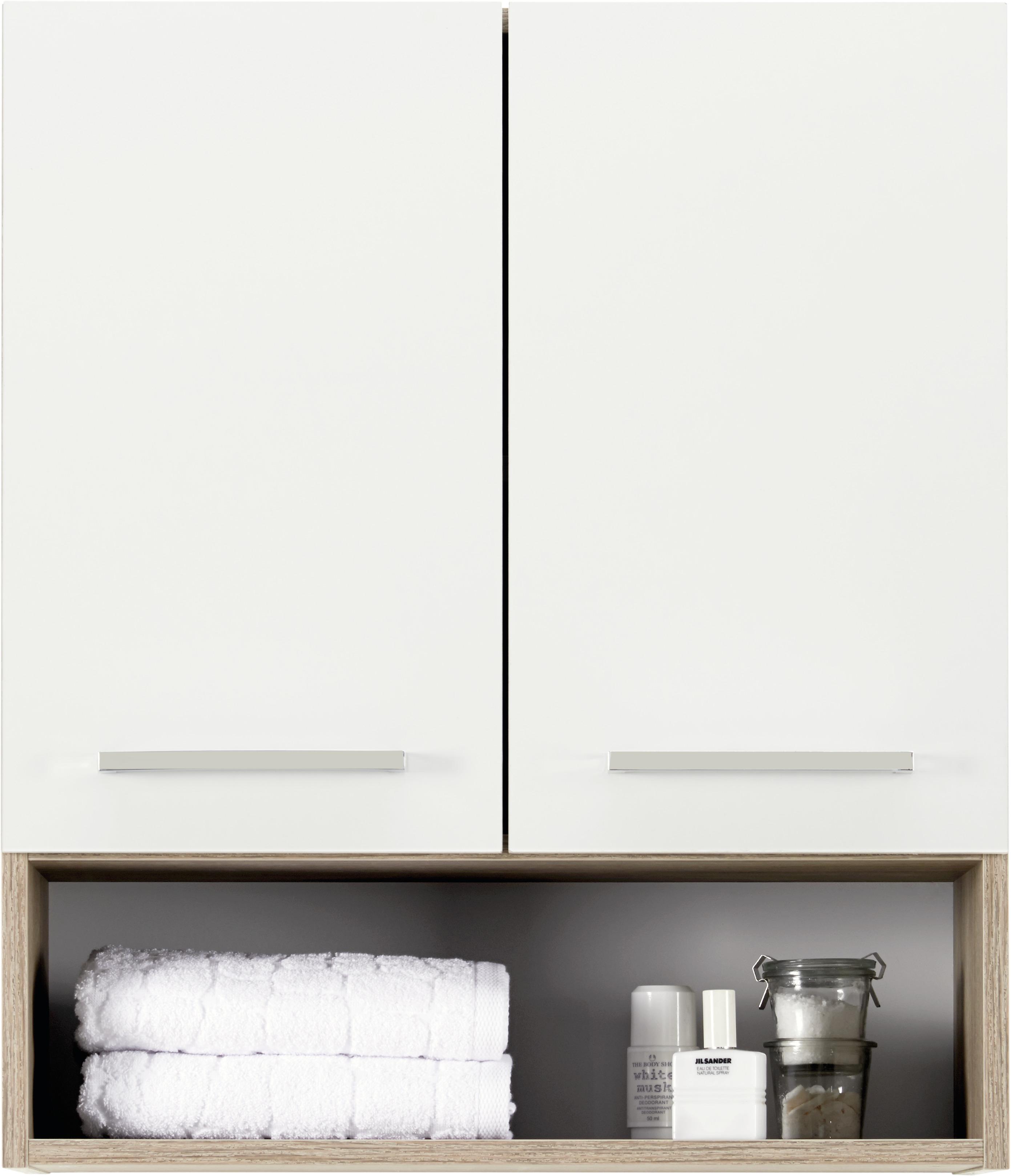 SZAFKA WISZĄCA ROM - chromowy/biały, Konventionell, materiał drewnopochodny/metal (60/70/33cm) - Carryhome