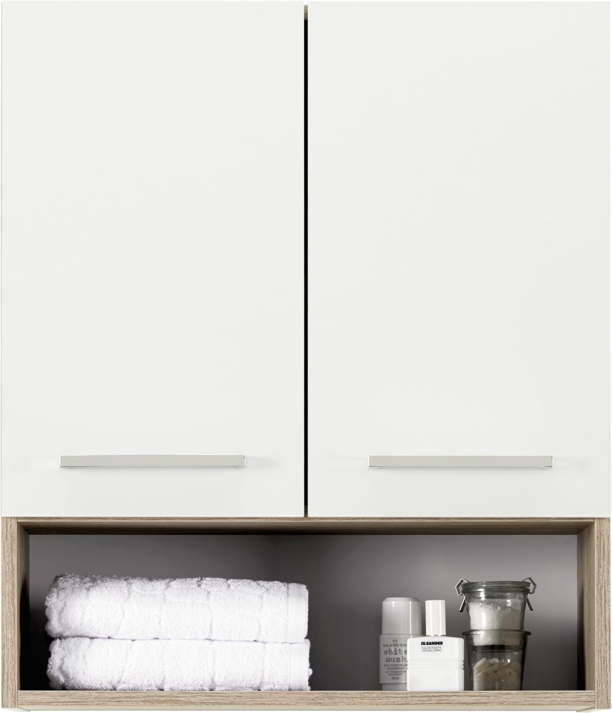 SZAFKA WISZĄCA ROM - kolor dębowy/biały, Konventionell, materiał drewnopochodny/metal (60/70/33cm) - Carryhome