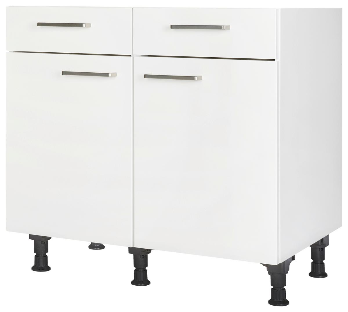 Schubkastenunterschrank Touch Weiß - Edelstahlfarben/Weiß, MODERN, Holzwerkstoff/Metall (90/87/56cm) - Nobilia
