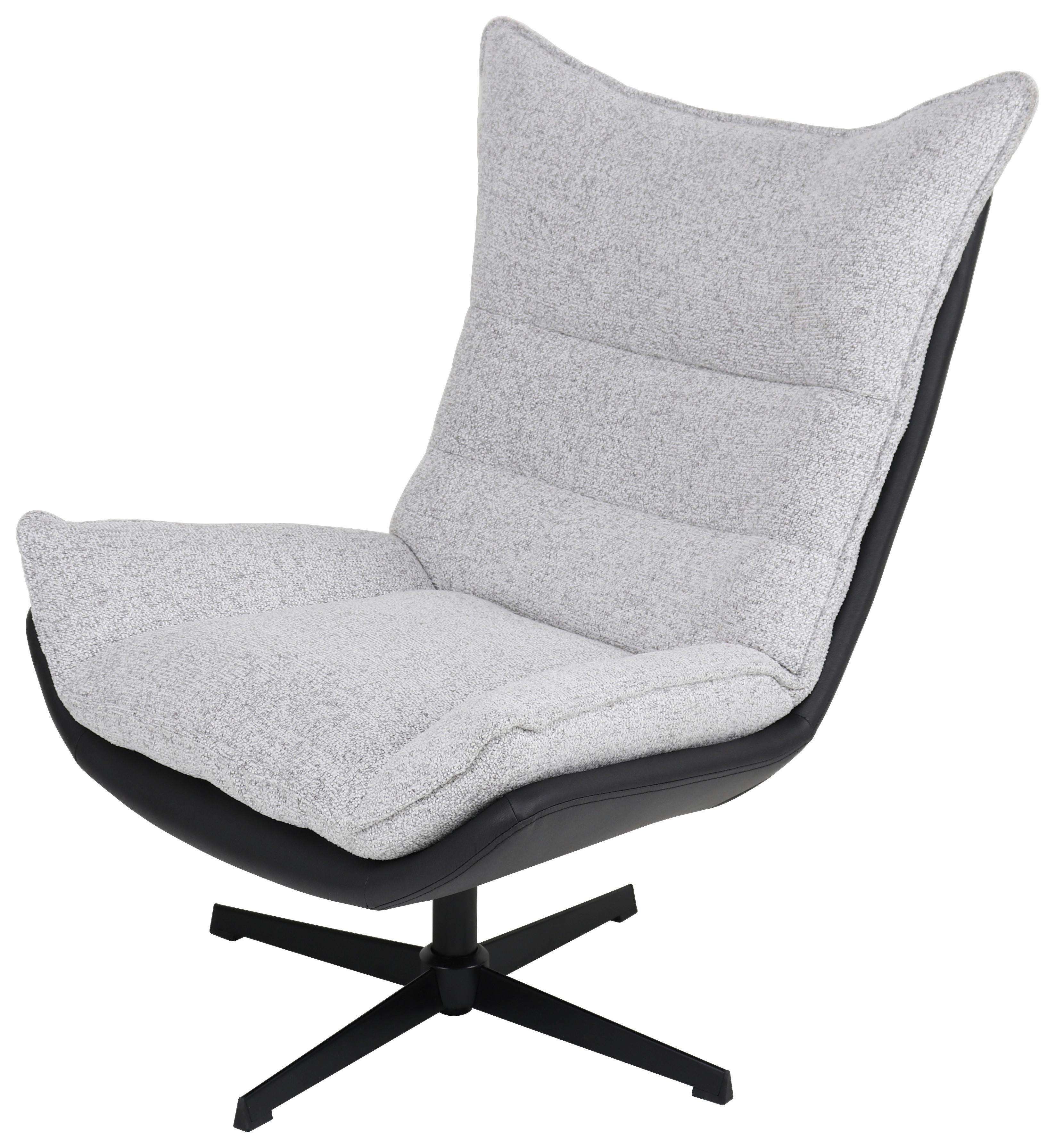 Fotel Audrey - krémszínű/fekete, Modern, textil/fa (82/104/89cm) - Mömax