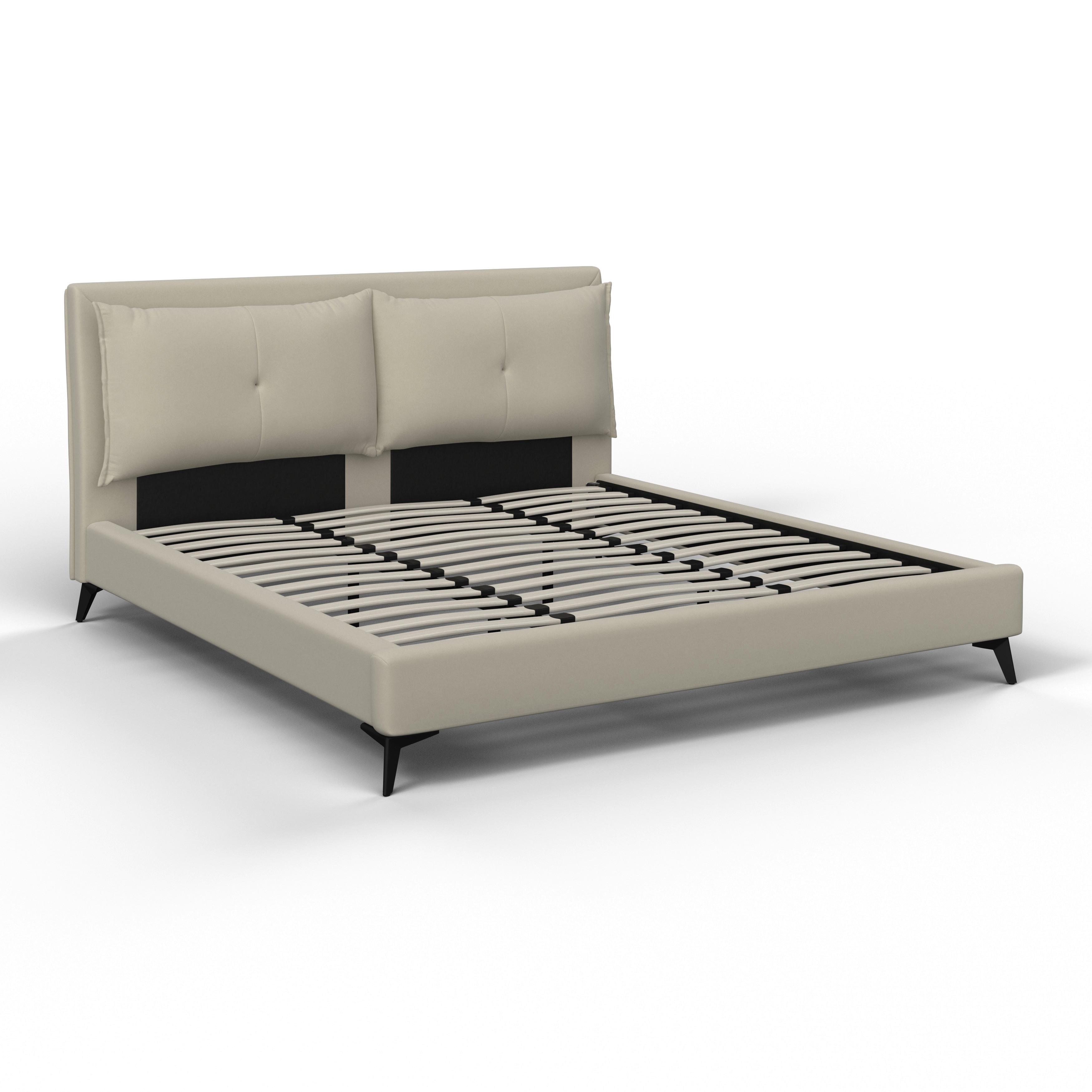 Oblazinjena Postelja Sleepy, 180x200, Bež - črna/bež, Moderno, kovina/tekstil (180/200cm) - Bessagi Home