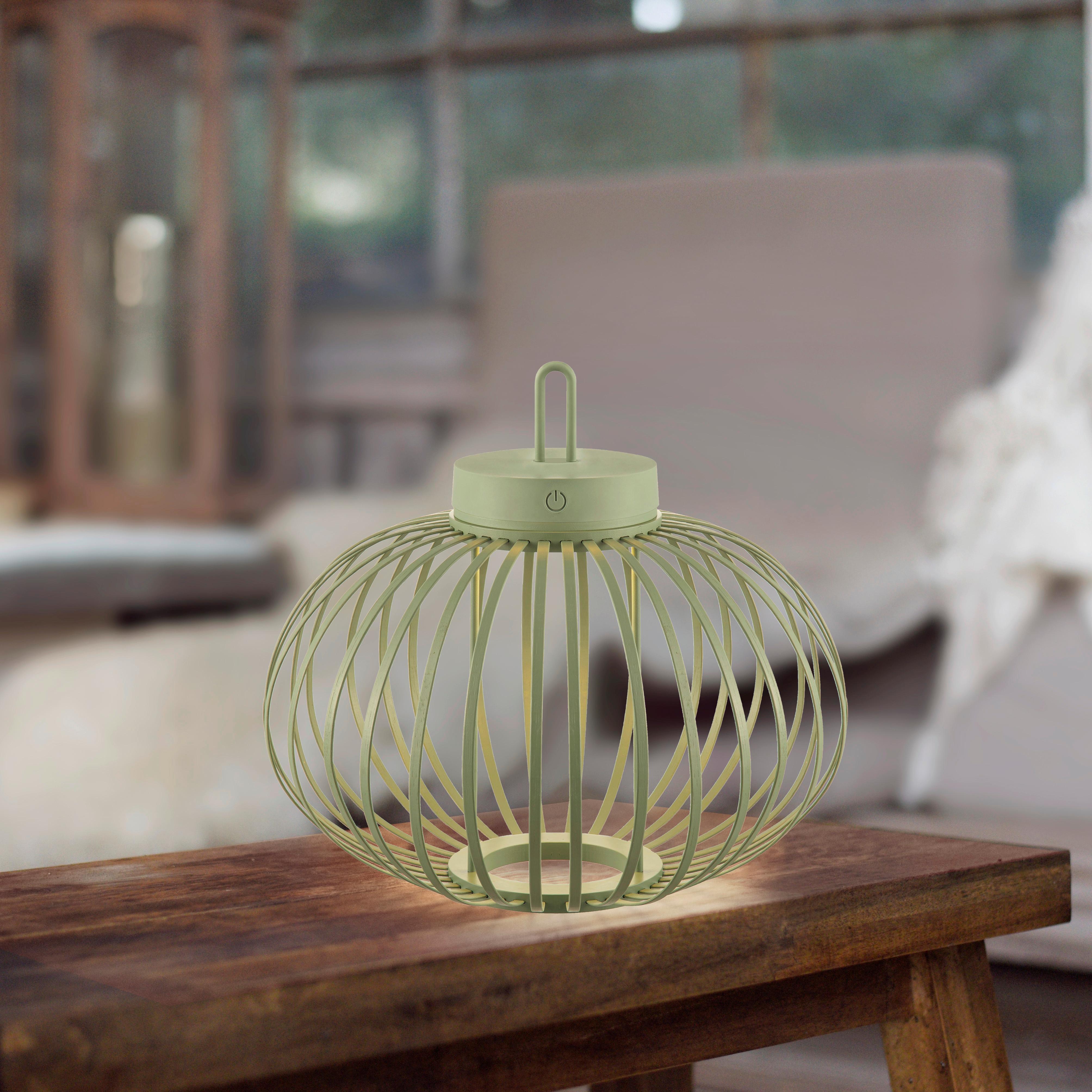 Akku-Tischleuchte Grün max. 1,5 Watt - Grün, Basics, Holz/Kunststoff (36/36/33cm)