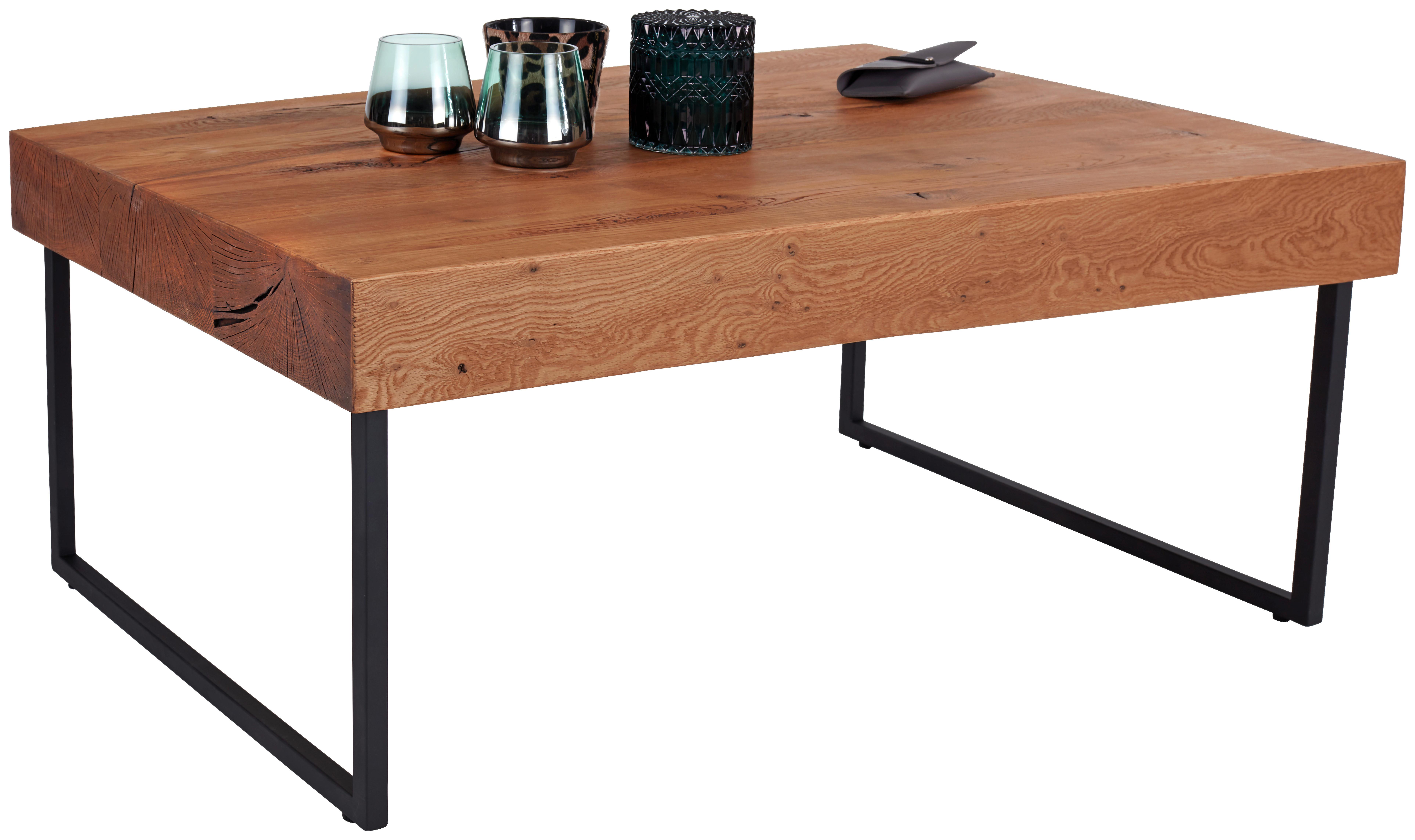 Klubska Miza Oliver, Barva Divjega Hrasta - črna/barve hrasta, Moderno, kovina/leseni material (110/42/65cm) - Mömax