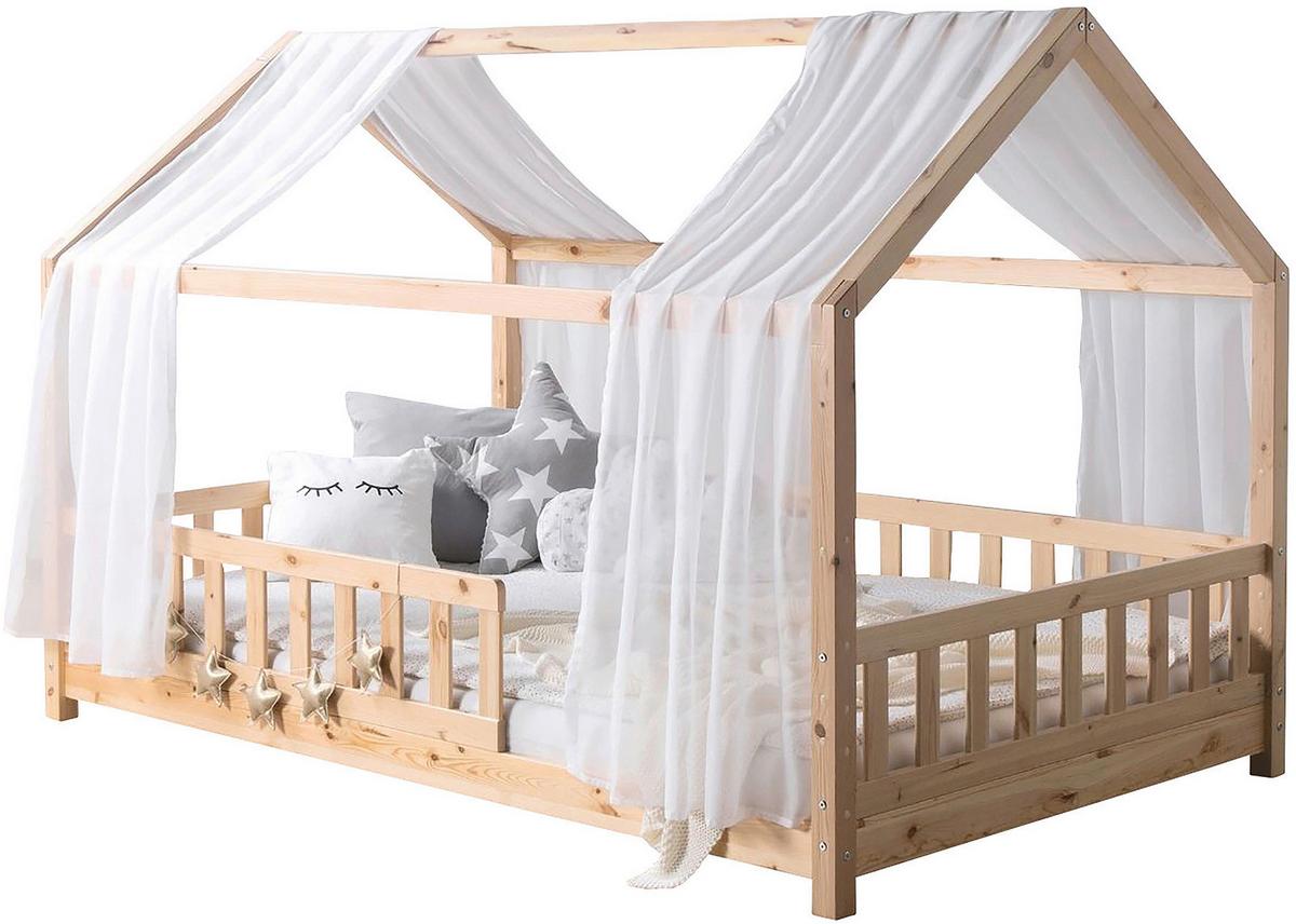 Hausbett KIM Naturfarben ca. 100x200 cm Echtholz - Naturfarben/Weiß, MODERN, Holz/Textil (100/200cm) - MID.YOU