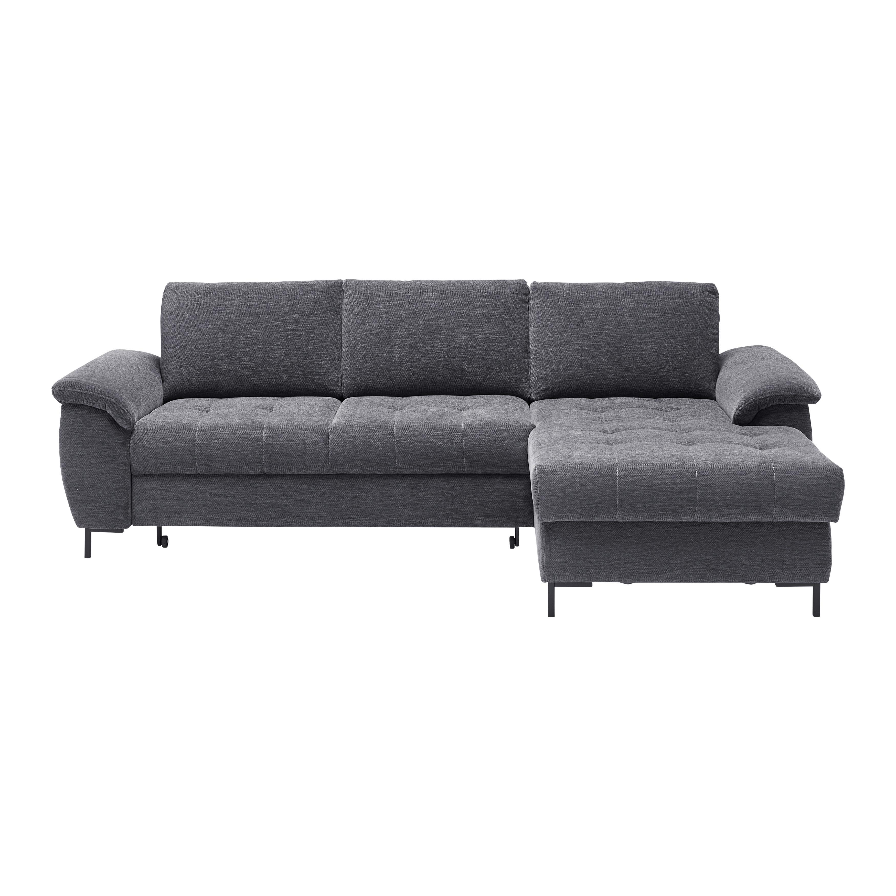 Ecksofa Focus L Grau Chenille - Schwarz/Grau, KONVENTIONELL, Holz/Textil (167/256cm) - Based