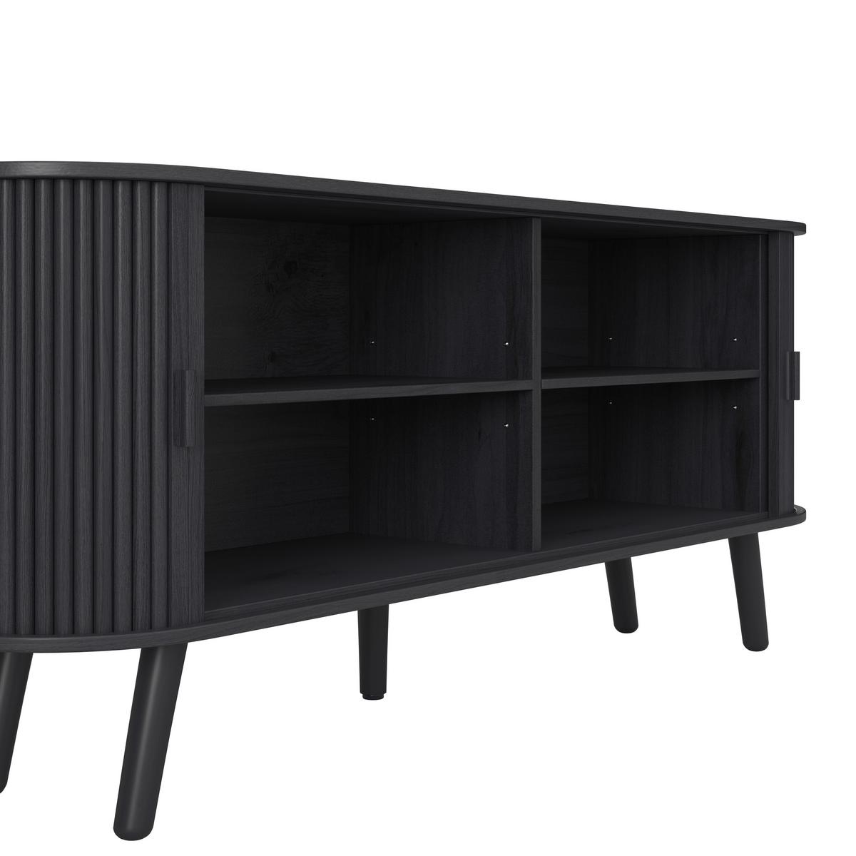 Sideboard Ennio Schwarz Echtholz/MDF - Schwarz, MODERN, Holz/Holzwerkstoff (160/80/40cm) - Bessagi Home