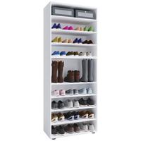 Schuhregal 'Lona XL', ca.70x183x37cm Weiß - Schwarz/Weiß, KONVENTIONELL, Holzwerkstoff/Kunststoff (70/183/37cm) - MID.YOU