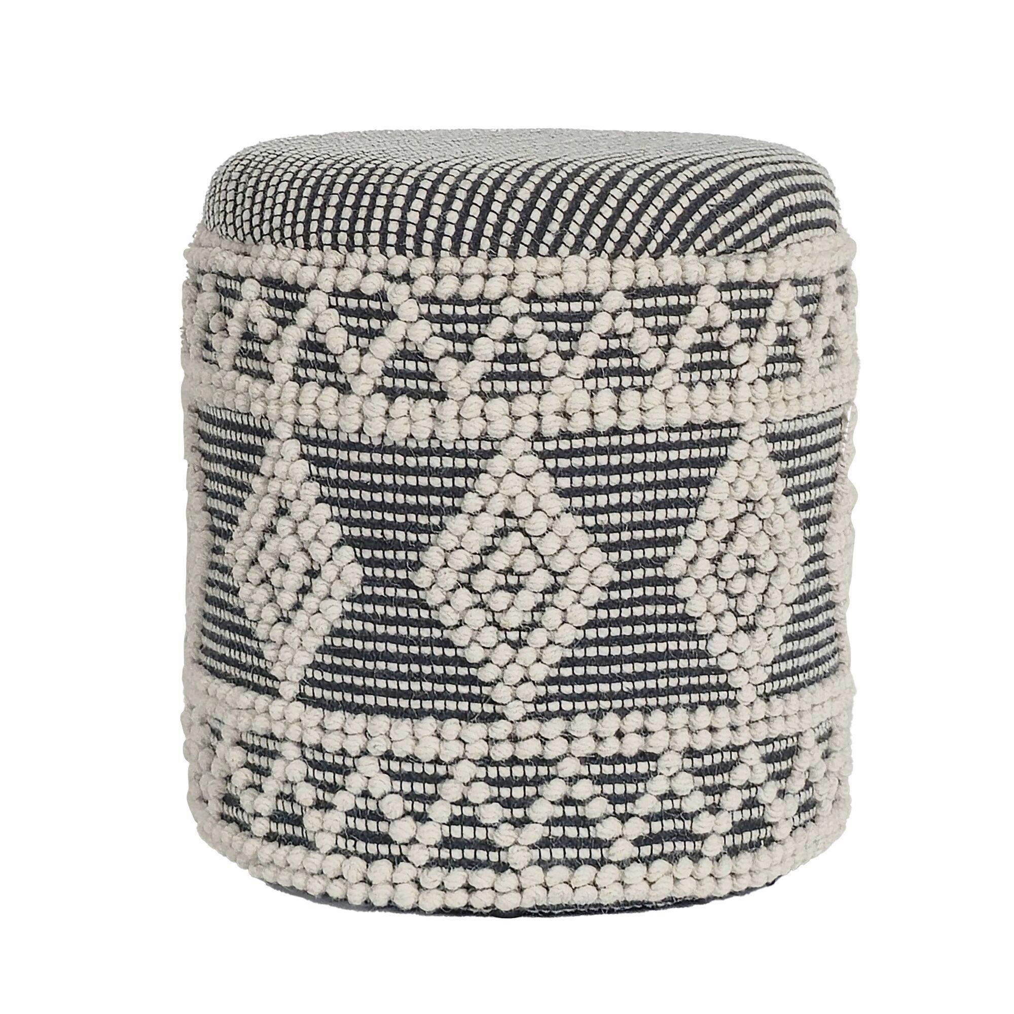HOCKER SITZHOCKER WOLLE - Creme/Schwarz, Design, Textil (40/45/40cm) - MID.YOU