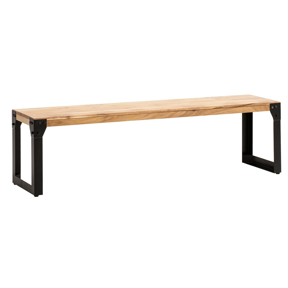 Klop Akazie, Pravi Les - črna/barve akacije, Design, kovina/les (160/45/40cm) - MID.YOU