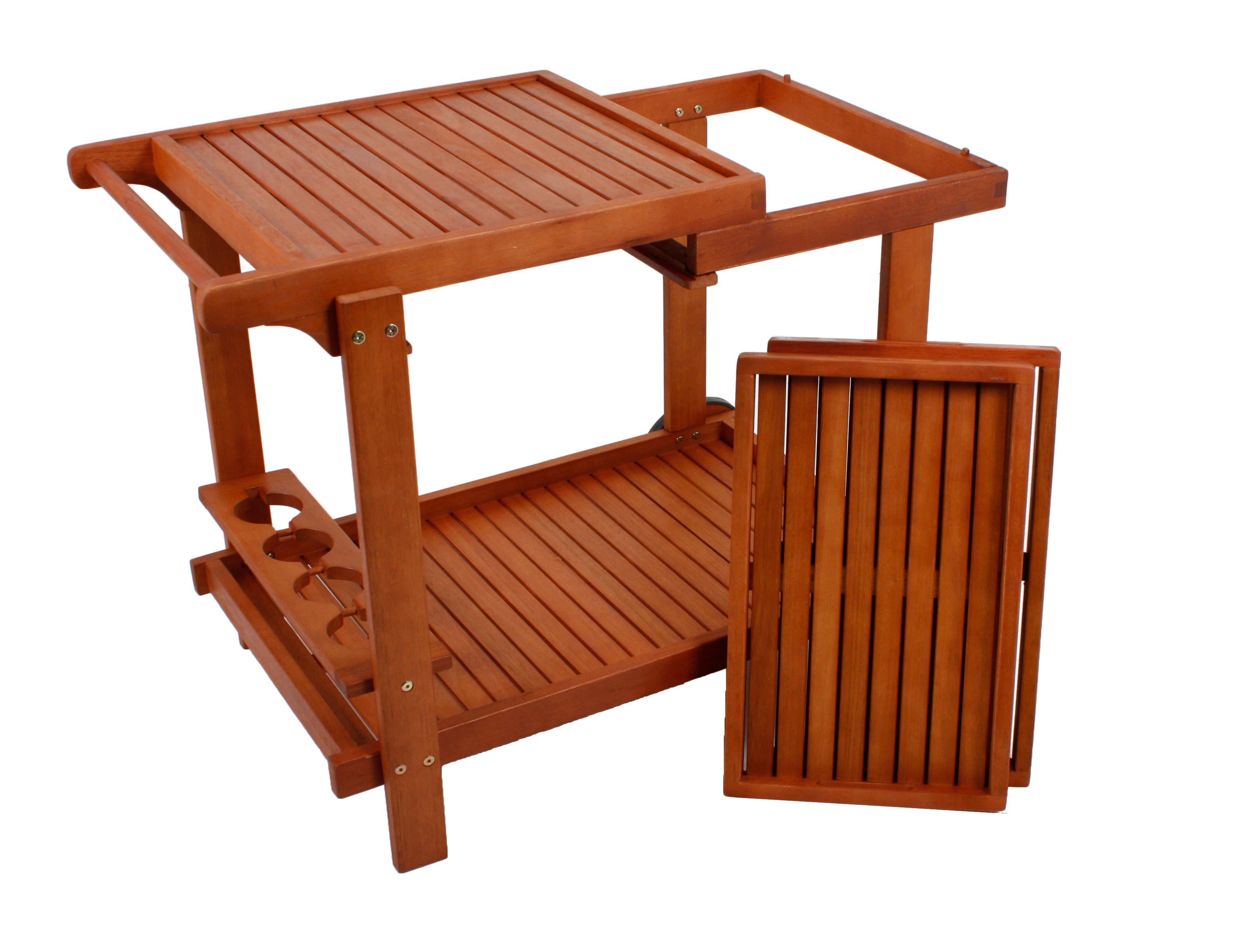Servierwagen Hayward ca. 60x76x100 cm Holz - Eukalyptusholzfarben/Schwarz, Basics, Holz (60/76/100cm) - Gardenson