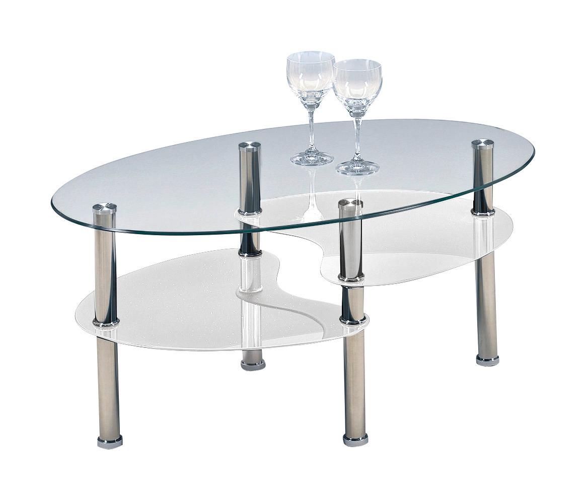 Ovalna Klubska Miza Saba, Bela, Steklo - Moderno, steklo (90/45/55cm) - Modern Living