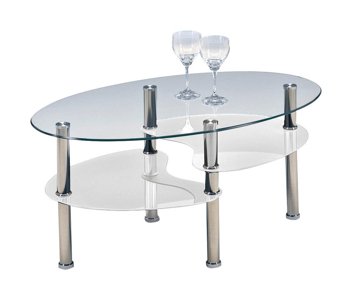 Ovalna Klubska Miza Saba, Bela, Steklo - Moderno, steklo (90/45/55cm) - Modern Living