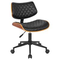 Drehstuhl in Schwarz/Walnussfarben - Walnussfarben/Schwarz, LIFESTYLE, Holz/Textil (48/76-86/51cm) - Premium Living