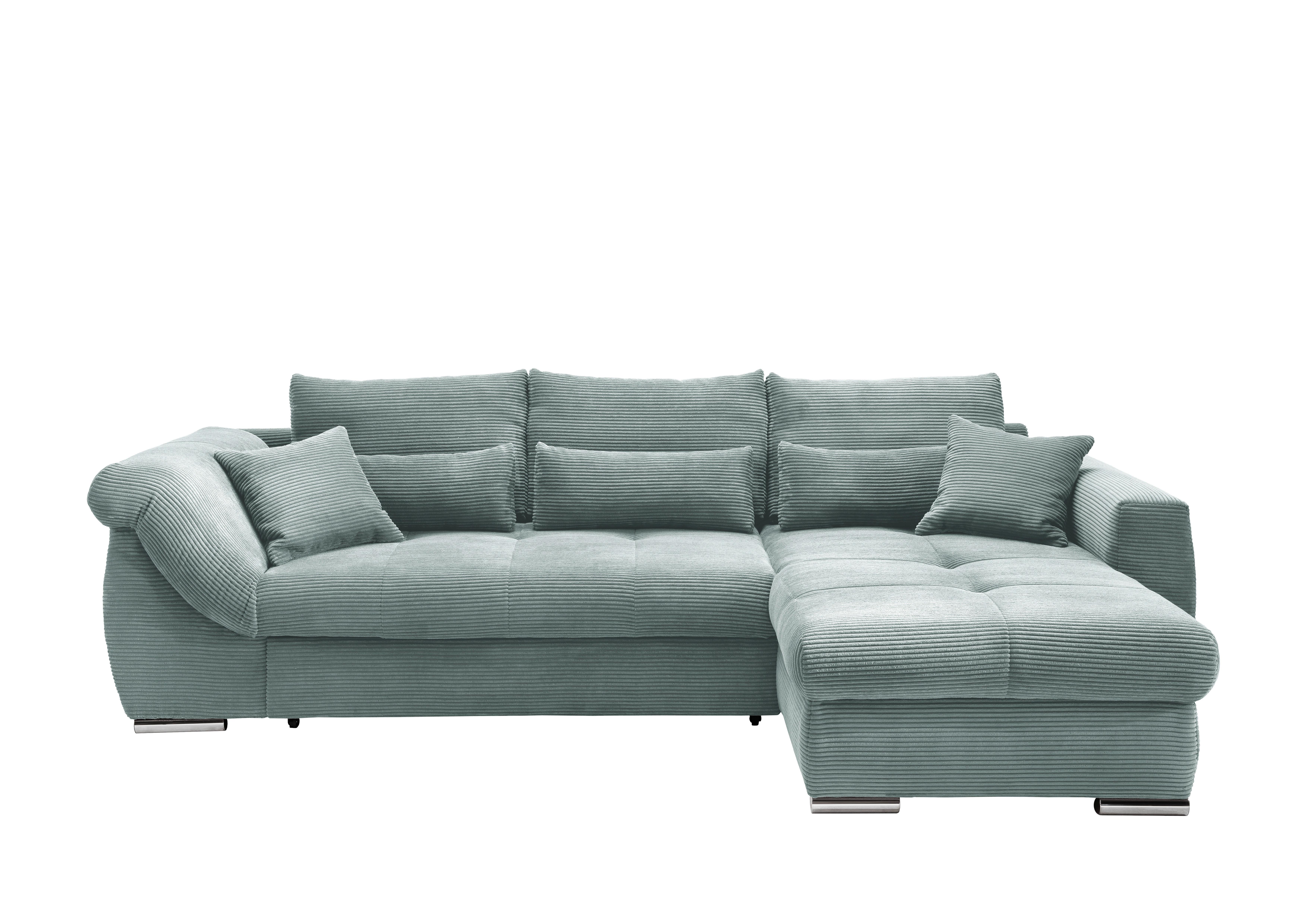 Wohnlandschaft Frederico Hellblau Cord - Chromfarben/Hellblau, MODERN, Textil/Metall (302/188cm) - MID.YOU