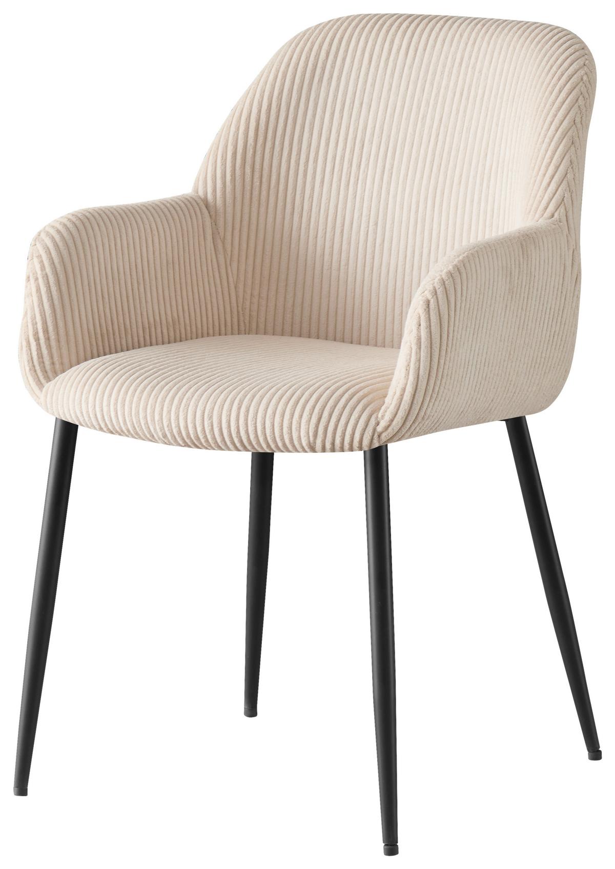 KRZESŁO Z PODŁOKIETNIKAMI JESSY - beżowy/czarny, Design, metal/tkanina (57/85/60cm) - Xora