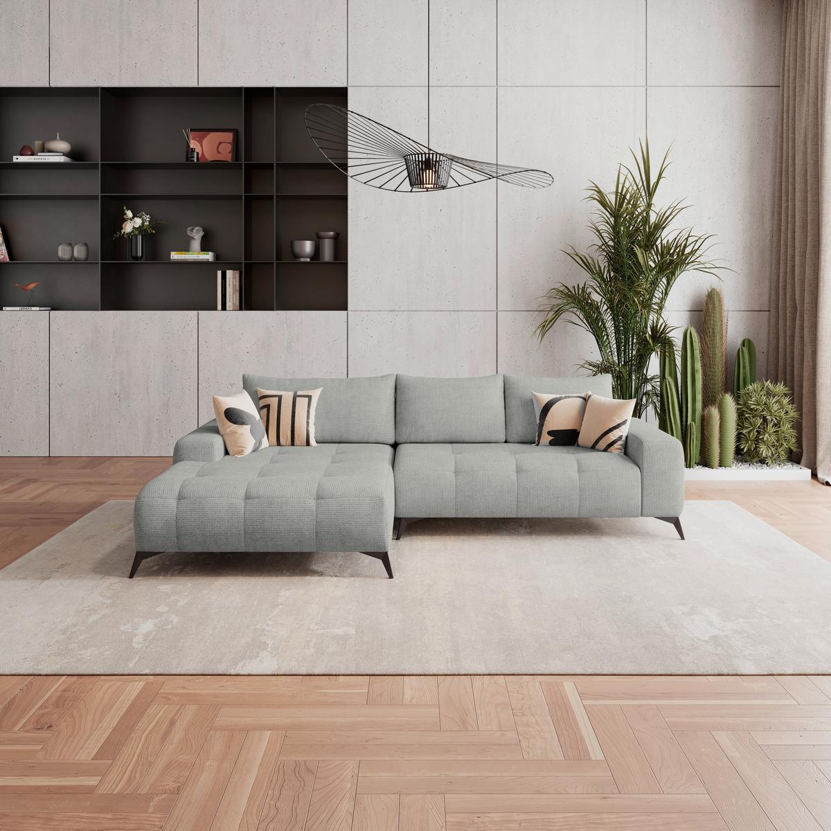 Kutna Garnitura Mauro - svijetlo siva/crna, Trend, tekstil/metal (175/290cm) - Luca Bessoni