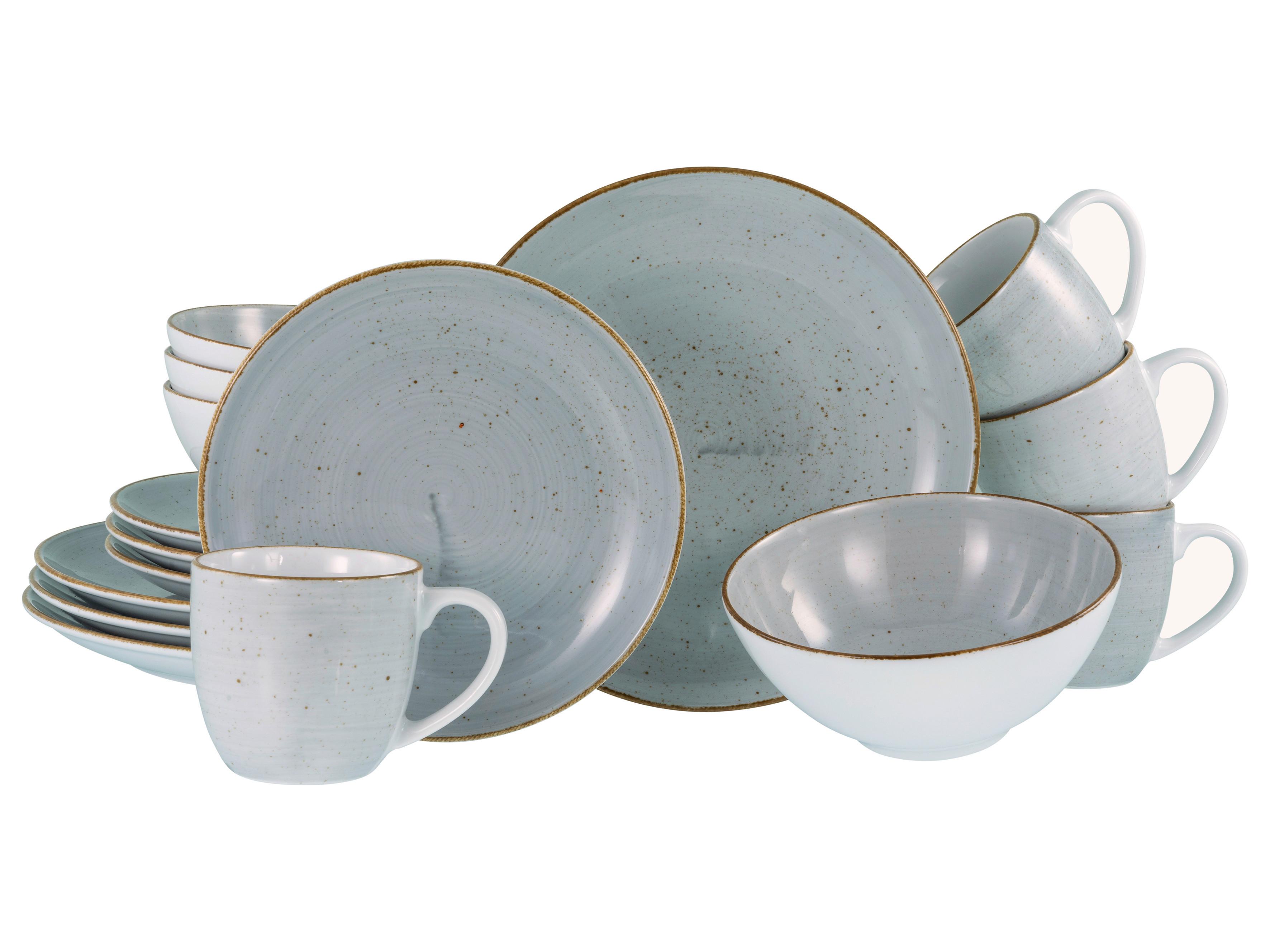 Kombinirani Servis Vintage Nature Stein, 16-Delni - bela/svetlo siva, Basics, keramika - Creatable