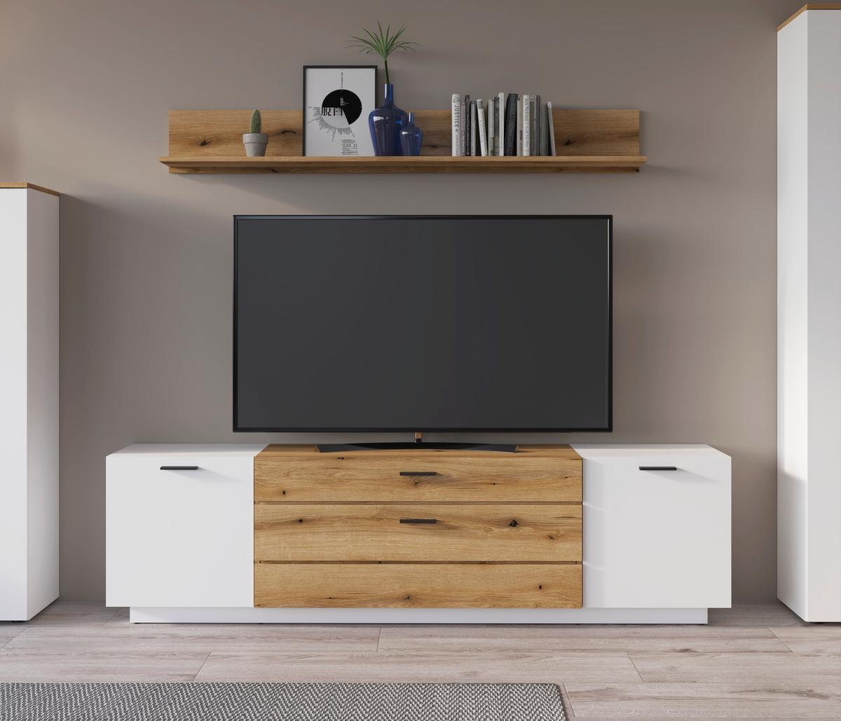 Tv-komoda Dalano - bijela/boje hrasta, Trend, drvni materijal/plastika (201,5/55,5/51,6cm) - Modern Living
