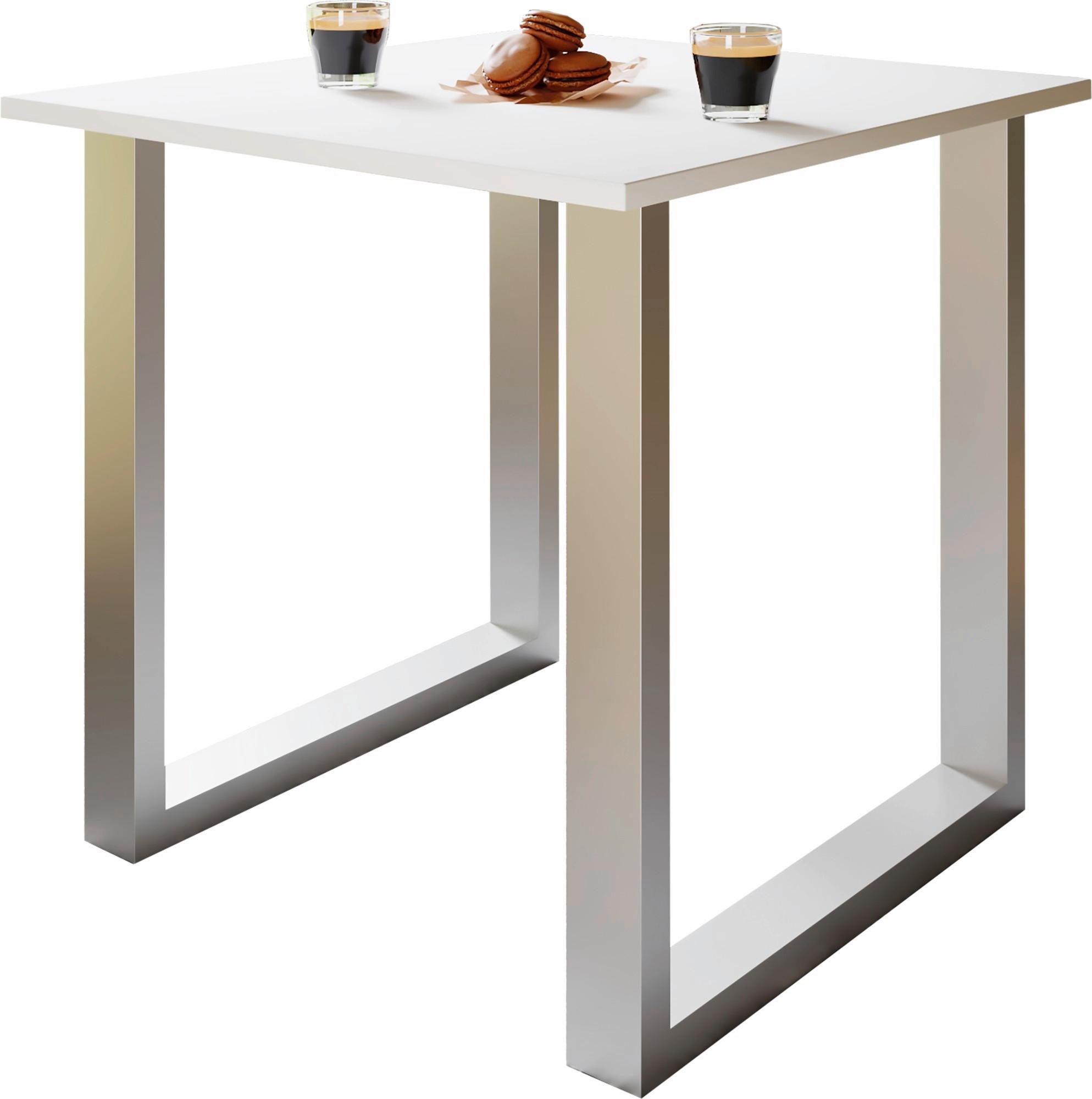 Schreibtisch Lona - Weiss/Silberfarben, Design, Holzwerkstoff/Metall (80/50/76cm) - MID.YOU