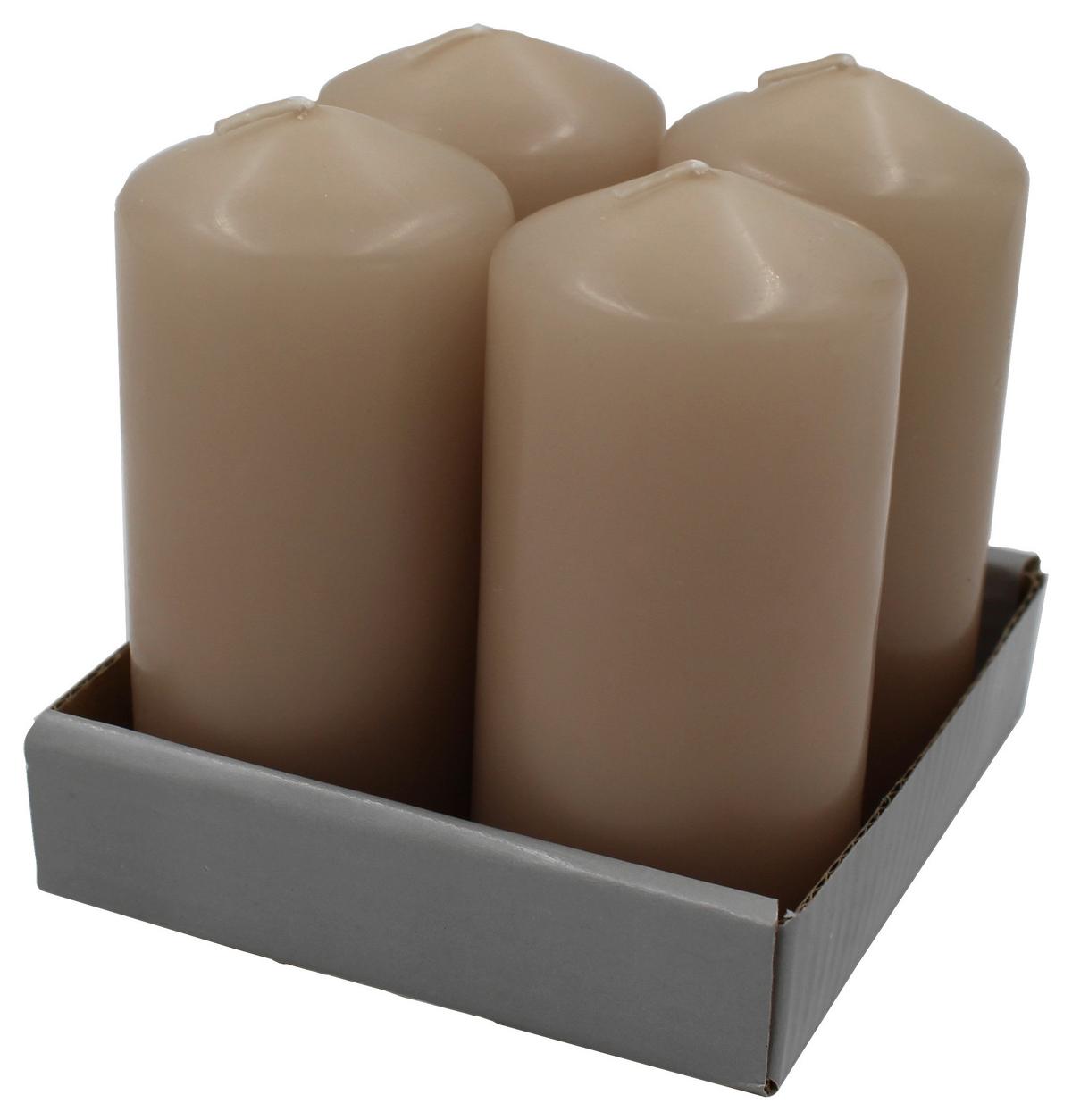 Stumpenkerze Katrinja in verschiedenen Farben - Sandfarben/Weiss (5/10cm) - Modern Living