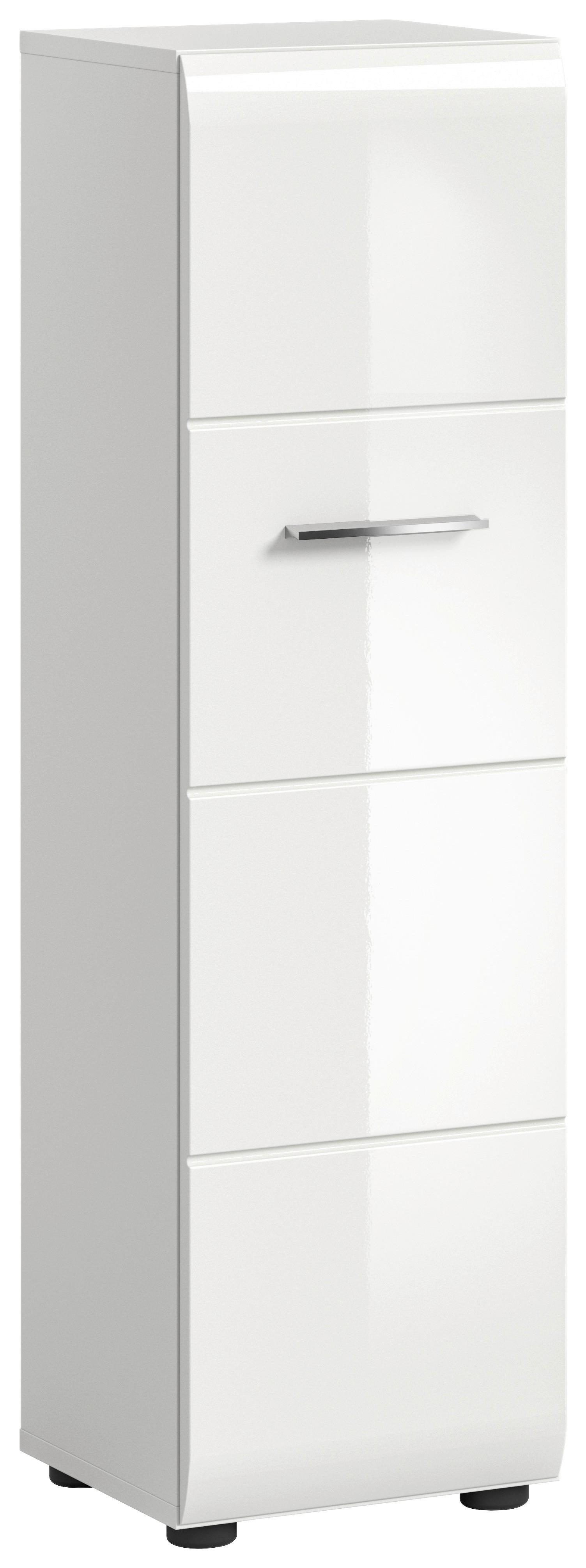 Midischrank Ice ca. 30x106 cm Weiß - Weiß Hochglanz/Silberfarben, MODERN, Holzwerkstoff/Kunststoff (30/106/30cm) - MID.YOU