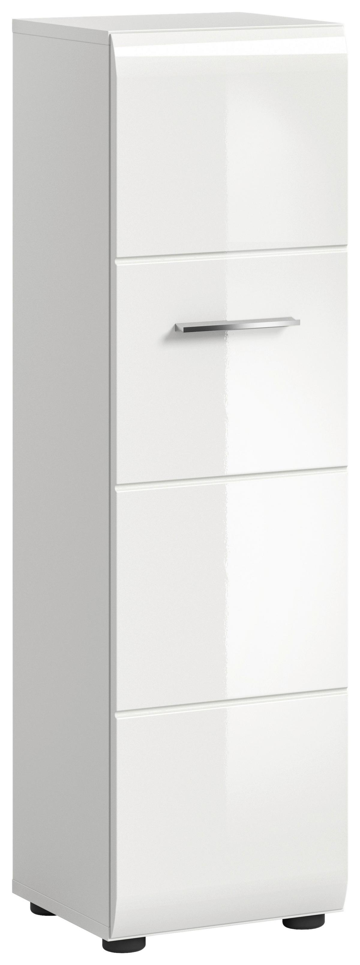 Midischrank Ice ca. 30x106 cm Weiß - Weiß Hochglanz/Silberfarben, MODERN, Holzwerkstoff/Kunststoff (30/106/30cm) - MID.YOU