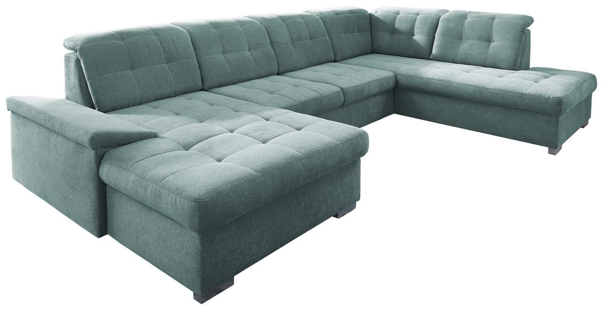 Wohnlandschaft Zira Mintgrün Nylon/Mikrofaser - Chromfarben/Mintgrün, Design, Kunststoff/Textil (169/330/212cm) - Livetastic