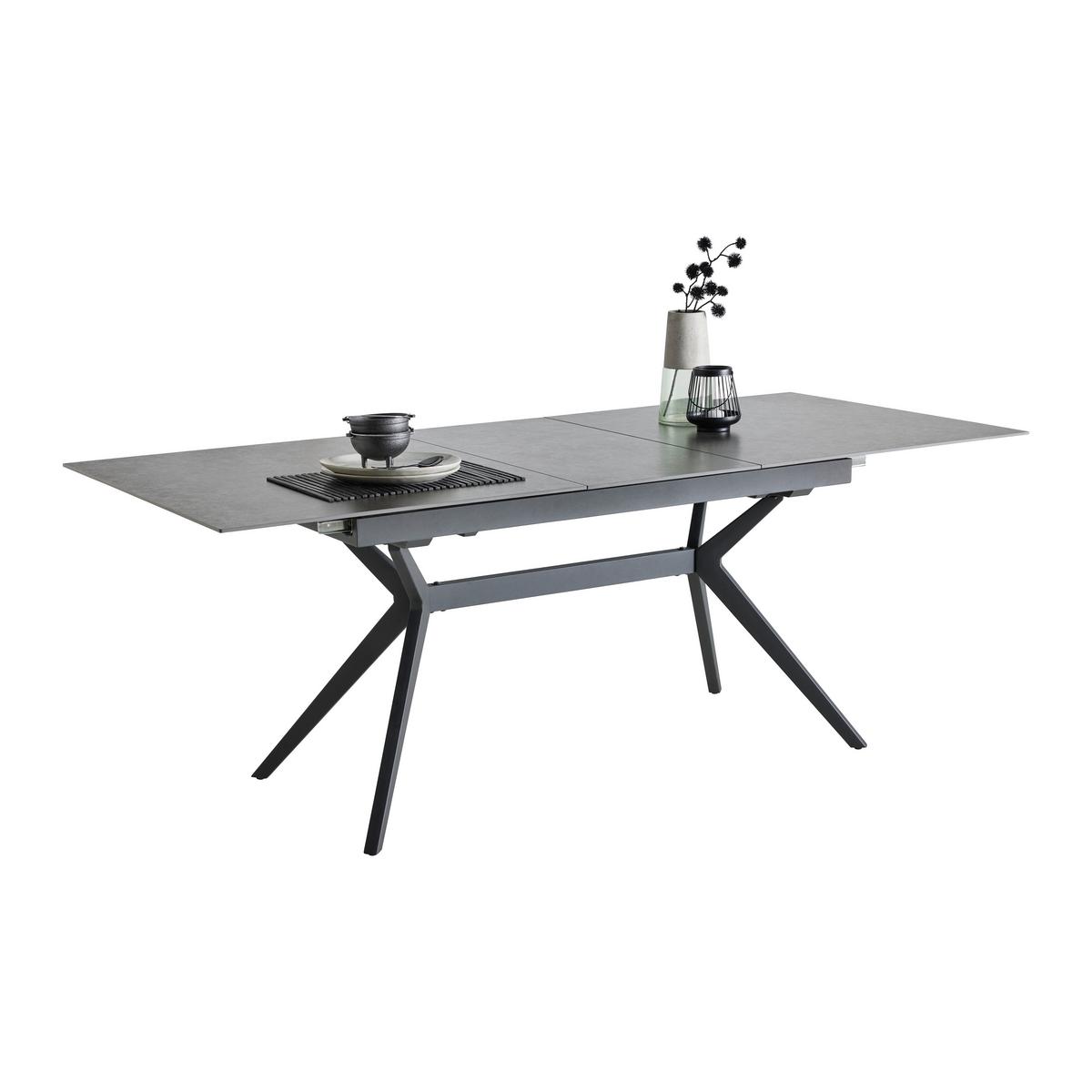 table à rallonge in Anthrazit/Schwarz - noir/anthracite, Modern, céramique/métal (160-205/91/76cm) - Mömax