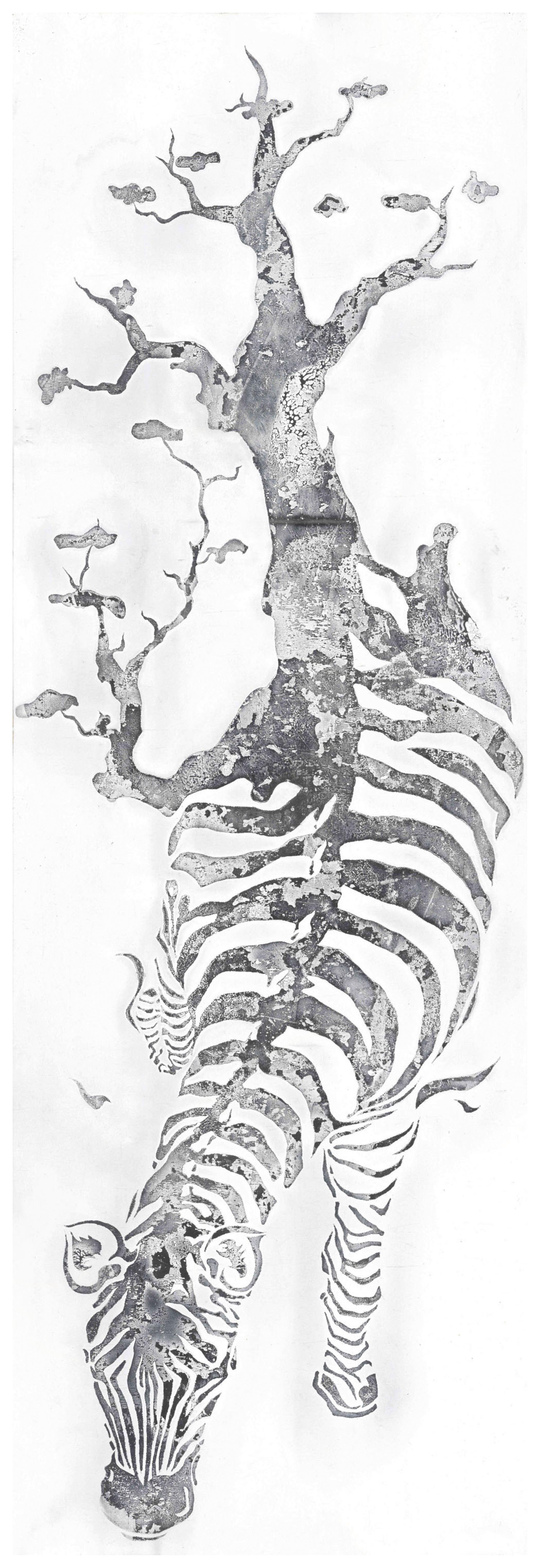 BILD SERENGETI - couleur argentée, Lifestyle, textile/bois (50/150/3,8cm) - Kayoom