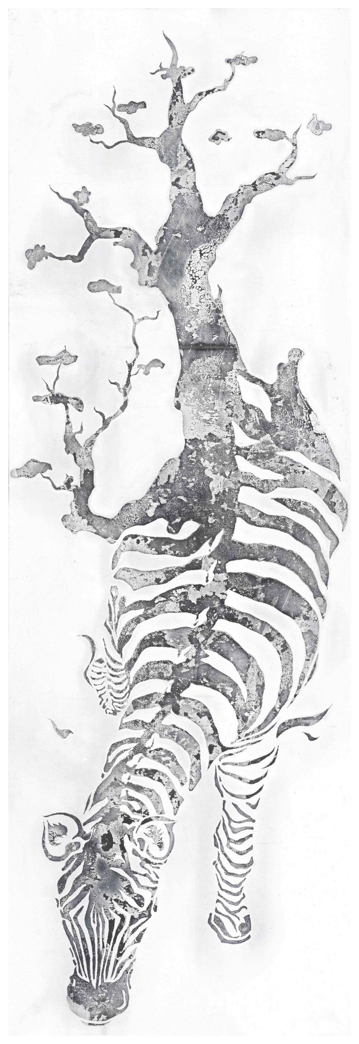 BILD SERENGETI - couleur argentée, Lifestyle, textile/bois (50/150/3,8cm) - Kayoom