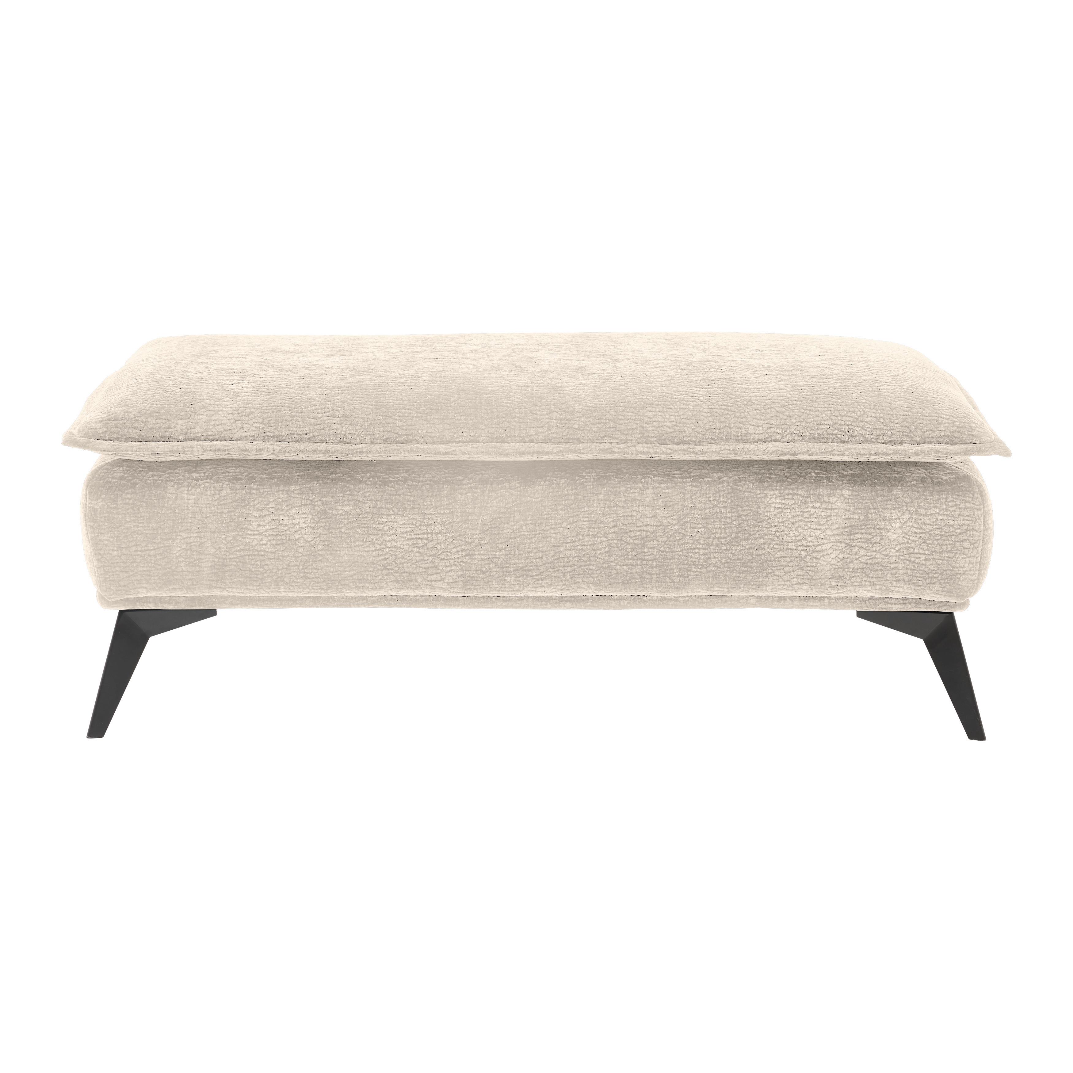 Hocker Ottawa Beige Strukturstoff - Beige/Schwarz, MODERN, Textil/Metall (122/47/68cm) - Premium Living
