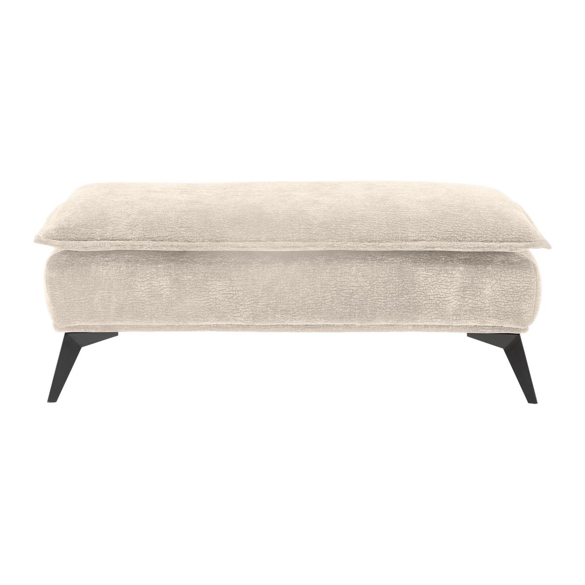 Hocker Ottawa Beige Strukturstoff - Beige/Schwarz, MODERN, Textil/Metall (122/47/68cm) - Premium Living