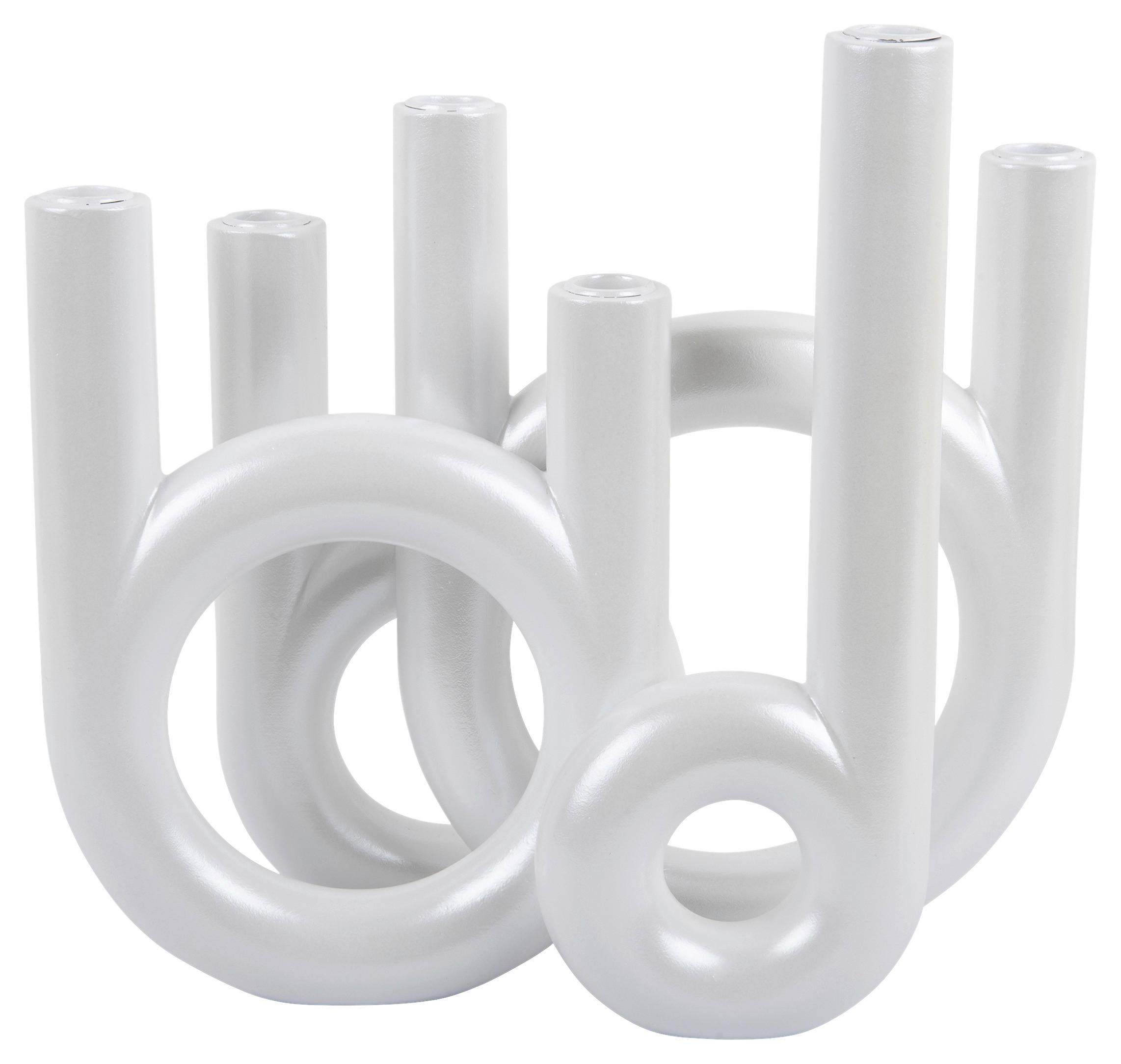 ŚWIECZNIK PT4157WH - biały, Basics, kamień (35/32,5/13,5cm) - Present Time