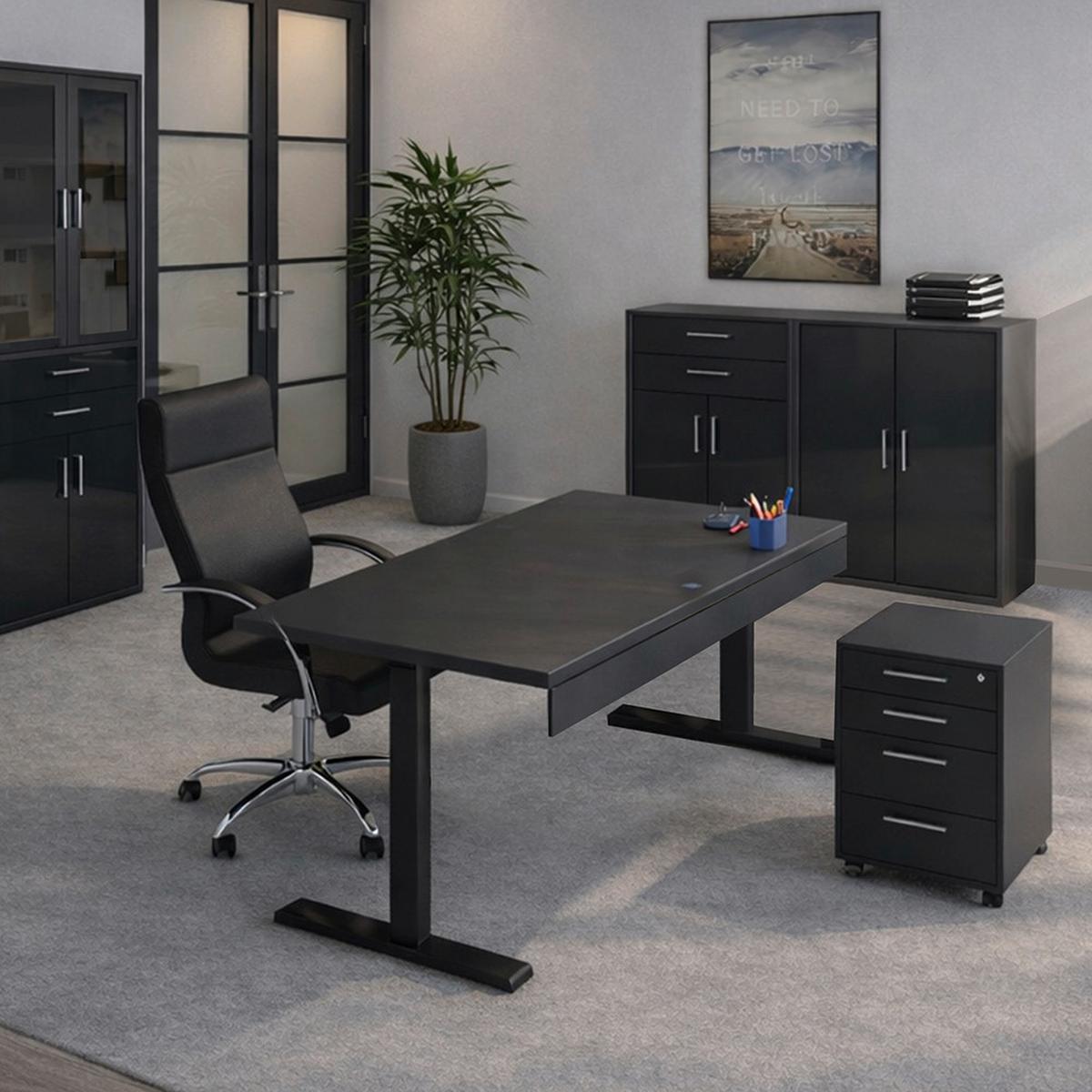 Schreibtischplatte Big Profi Office Anthrazit Ca. 120x80cm - Anthrazit, Modern, Holzwerkstoff (120/16/80cm) - Mömax
