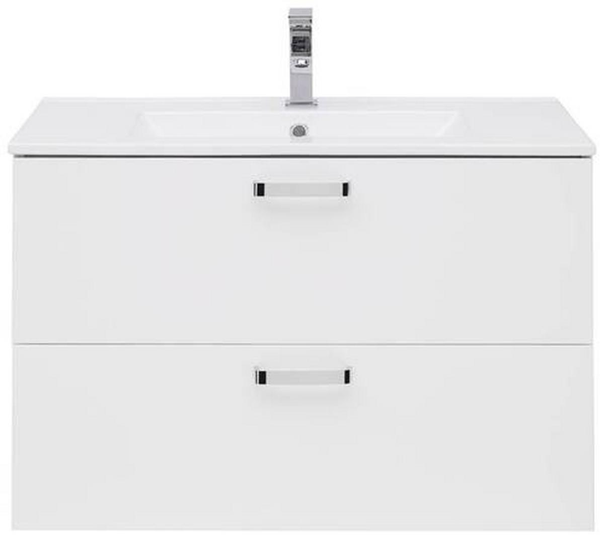 Bază cu lavoar Fresh - alb/alb lucios intens, Konventionell, ceramică/material pe bază de lemn (81/56/46,5cm) - Ondega