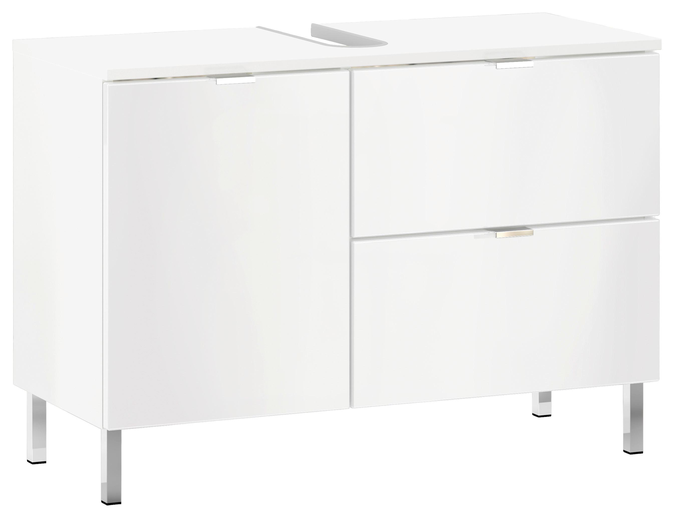 Waschbeckenunterschrank GW-Mau resa ca.80x56x34cm Weiß - Chromfarben/Weiß, KONVENTIONELL, Holzwerkstoff/Metall (80/56/34cm) - Germania